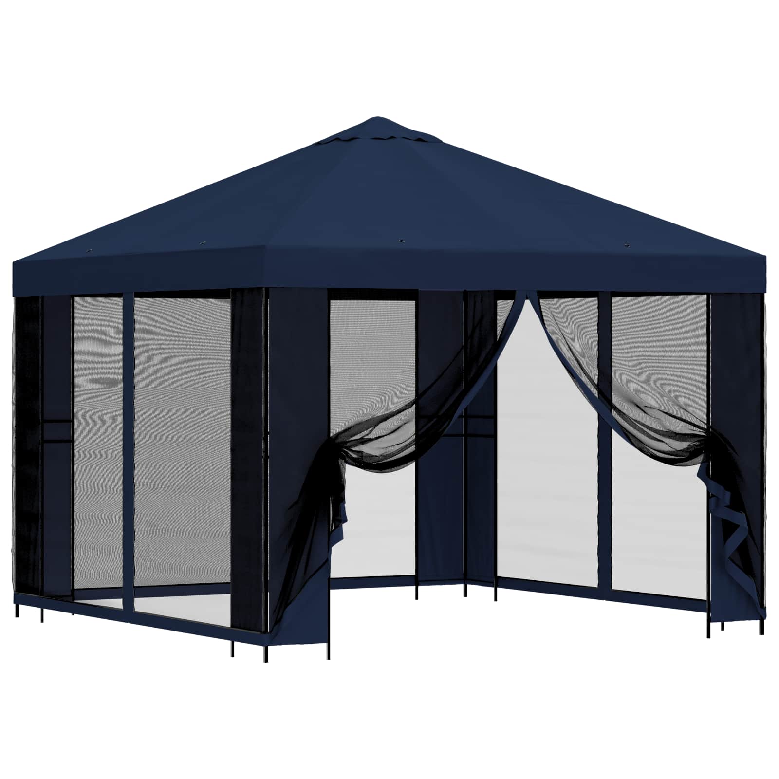 Vrtna sjenica sa stranicama 3 x 3 m Plava Poliester i čelik