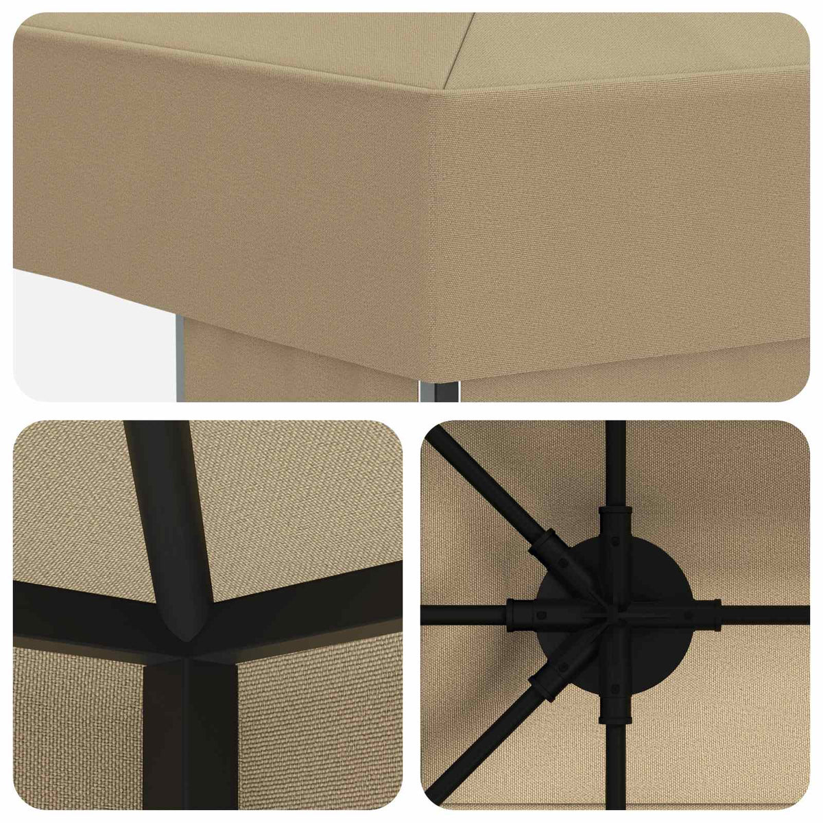 Gazebo 4 × 3 m Bež Poliester i čelik 190 gsm