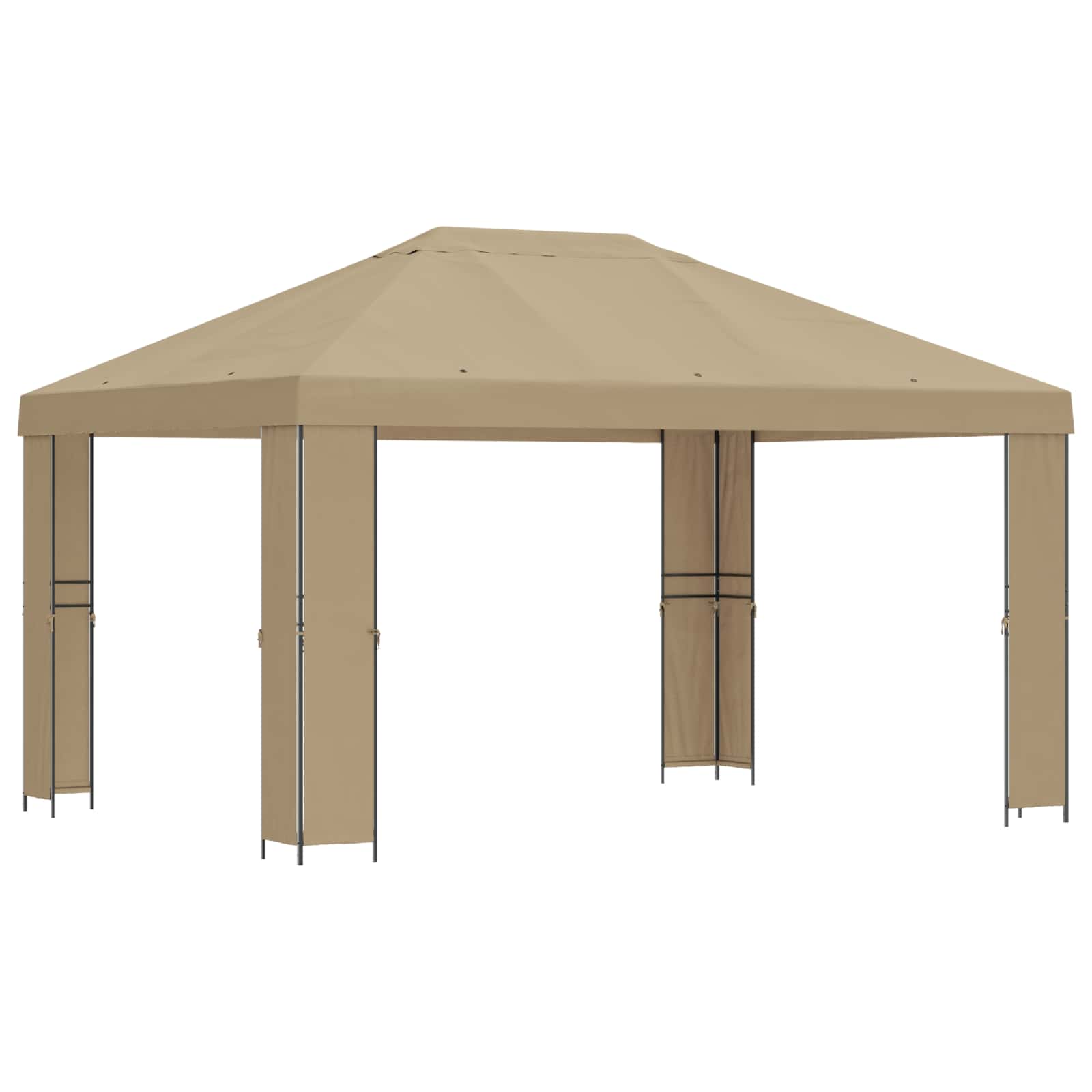 Gazebo 4 × 3 m Bež Poliester i čelik 190 gsm