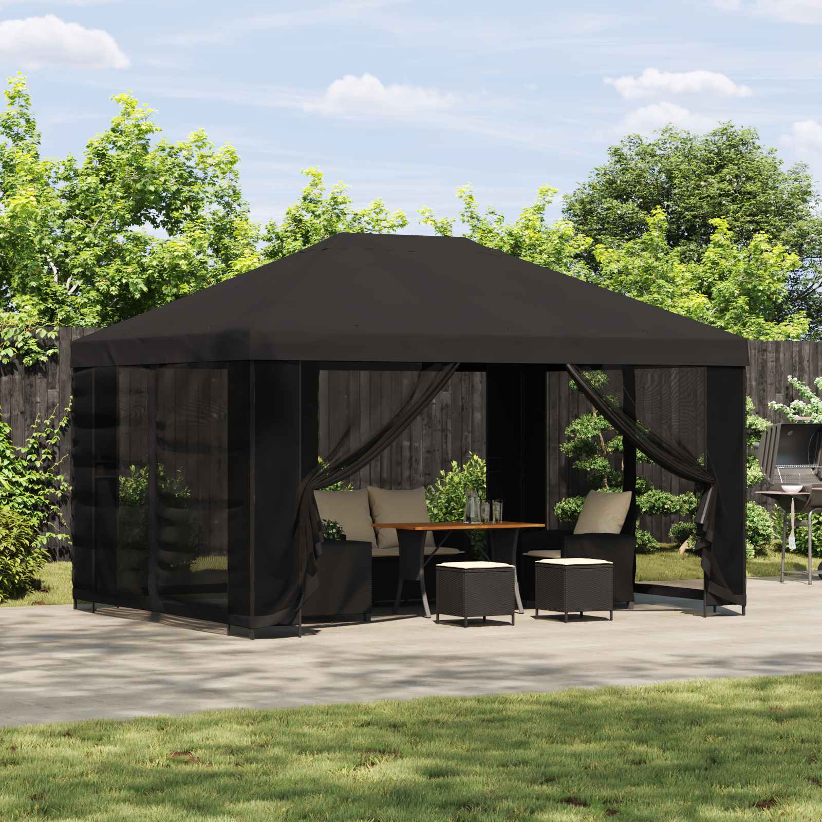 Gazebo 4 × 3 m Antracit Poliester i čelik 190 gsm