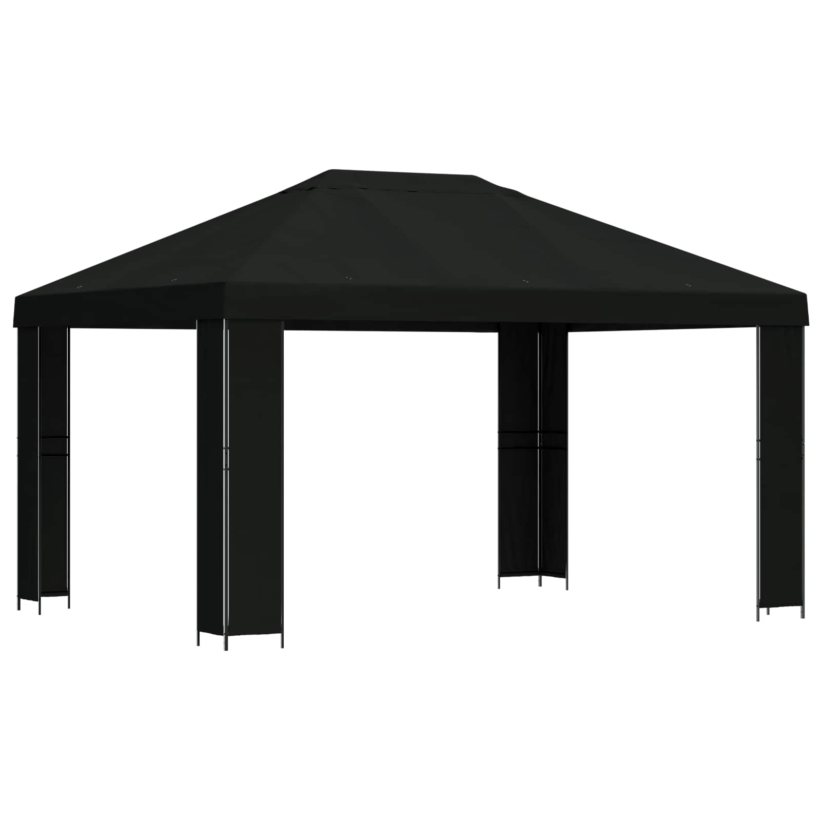 Gazebo 4 × 3 m Crna Poliester i čelik 190 gsm
