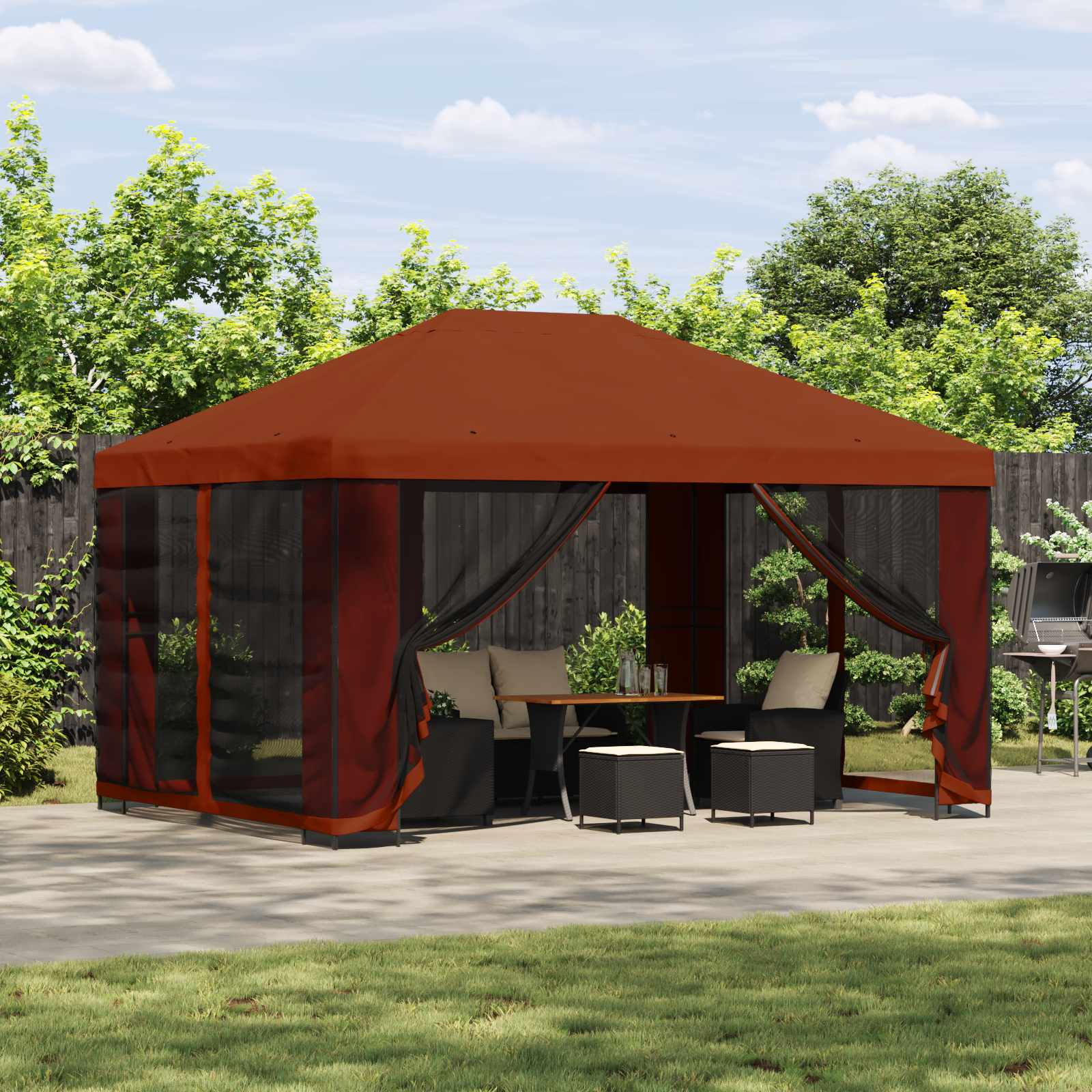 Paviljon s bočnim stranama 4 × 3 m Terakota Poliester i čelik