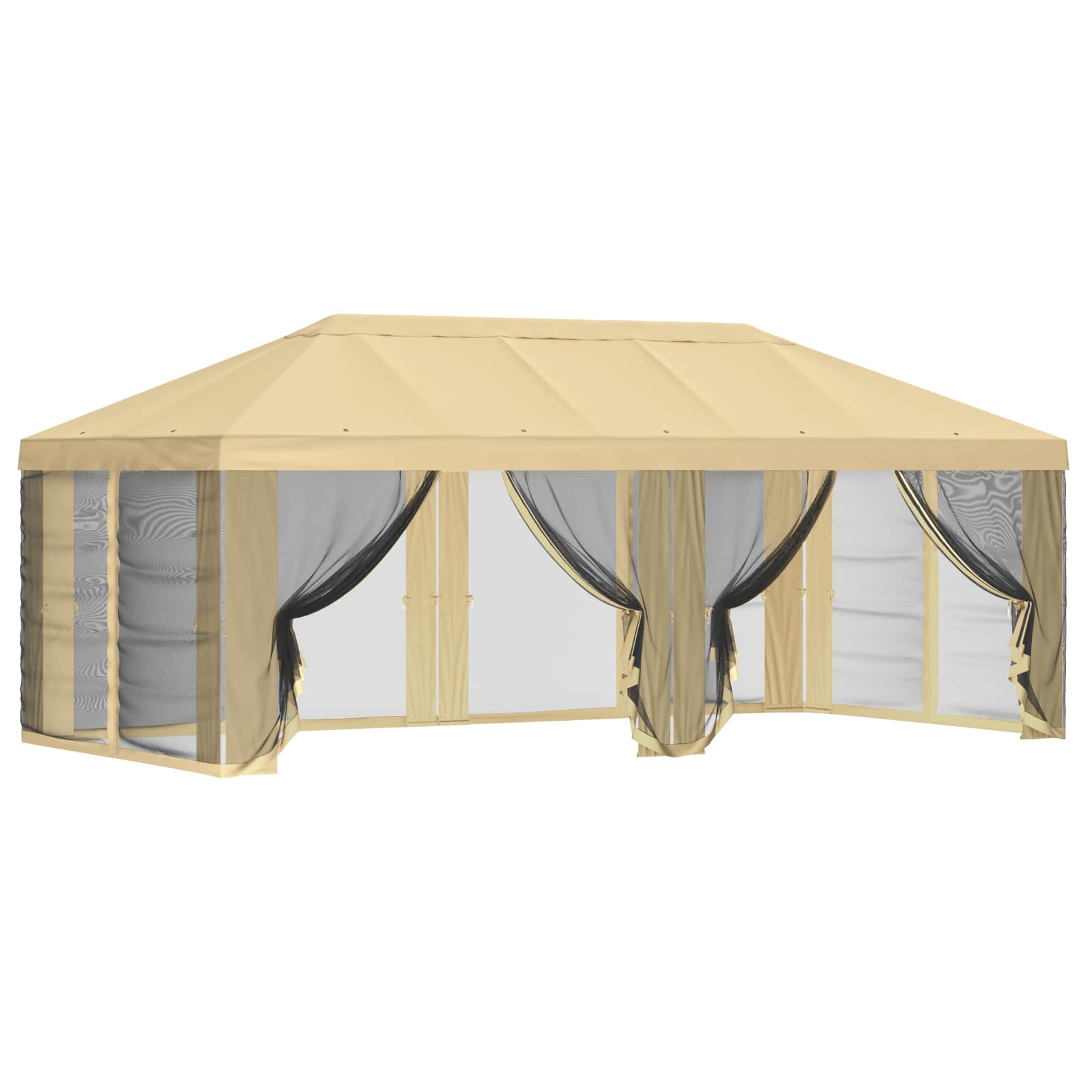 Pokrov za gazebo s bočnim zidovima 6 x 3 m Krem Poliester 190
