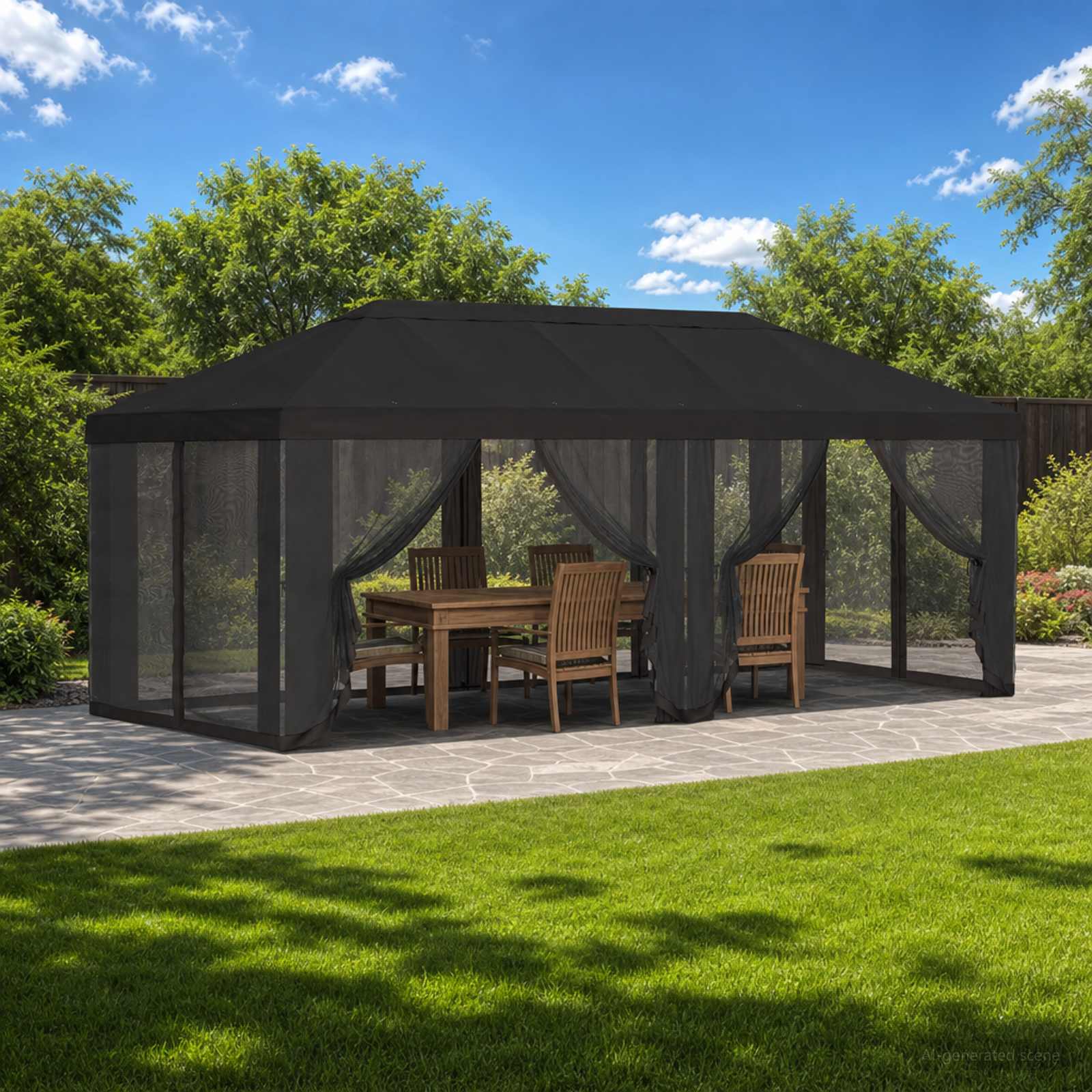 Pokrov za gazebo s bočnim zidovima 6 x 3 m Antracit Poliester