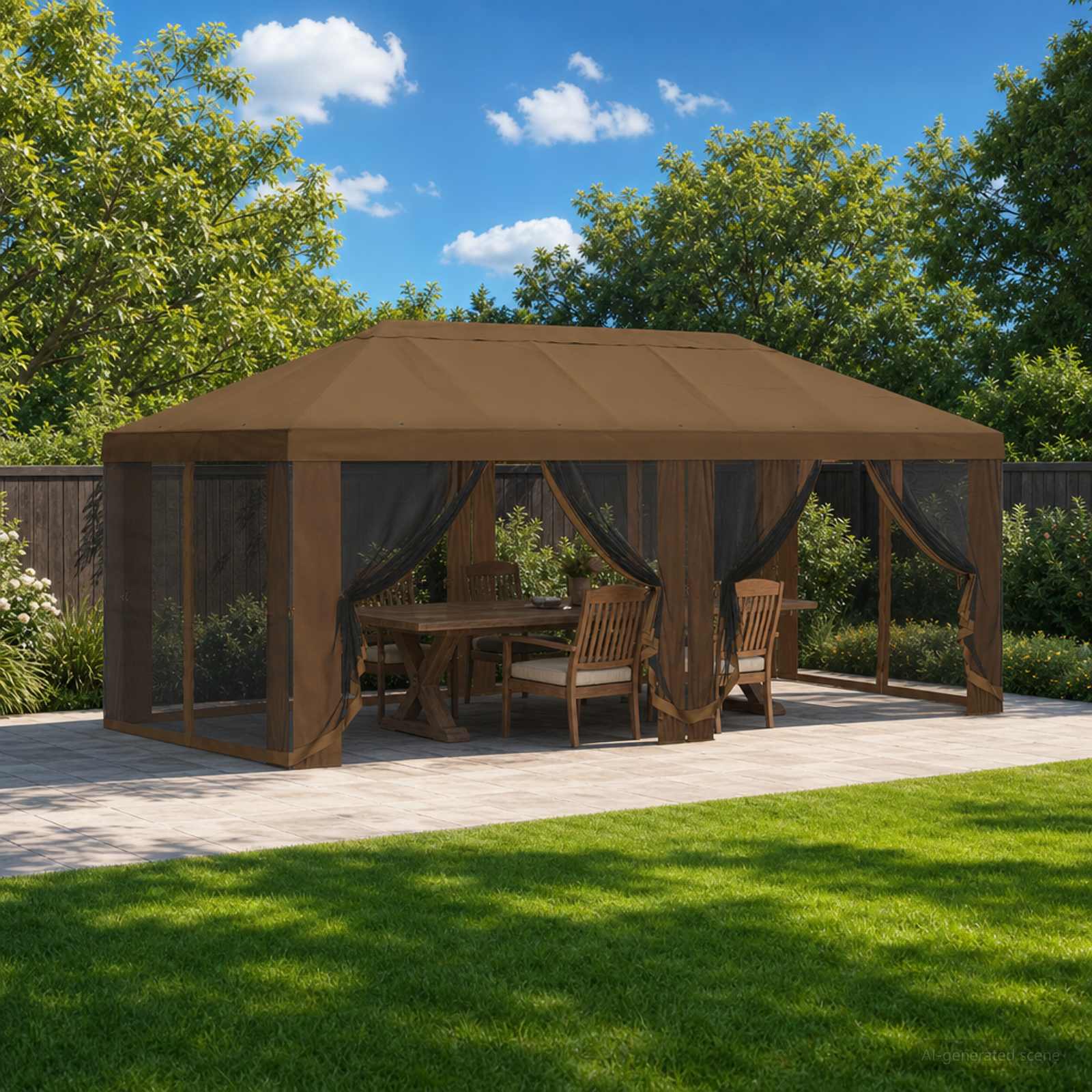 Pokrov za gazebo s bočnim zidovima 6 x 3 m Sivosmeđa Poliester