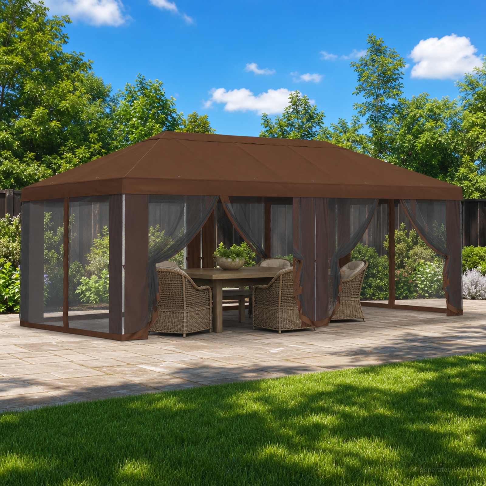Pokrov za gazebo s bočnim zidovima 6 x 3 m Smeđa Poliester 190