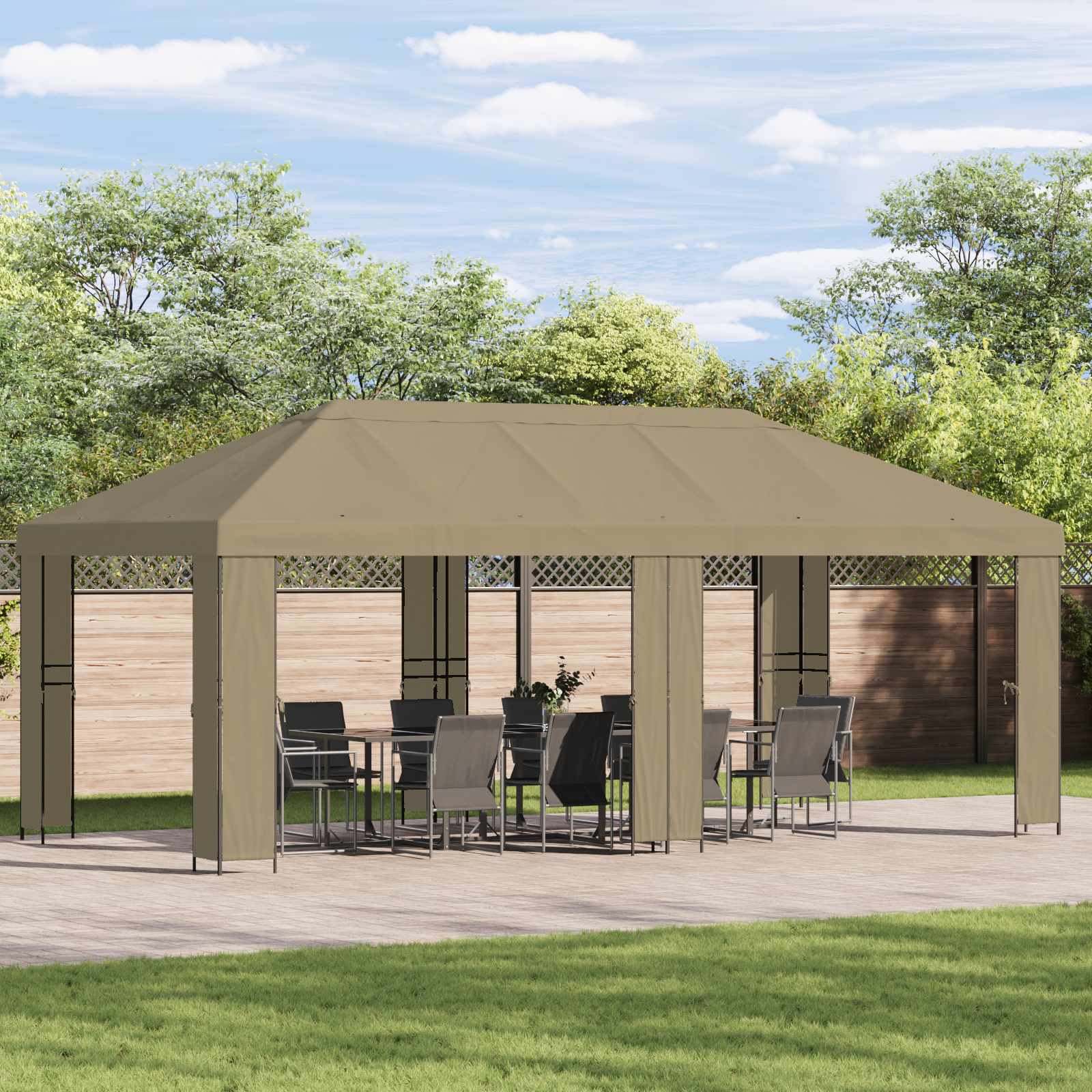 Gazebo Pokrivač 6 x 3 m Bež Poliester 190 gsm