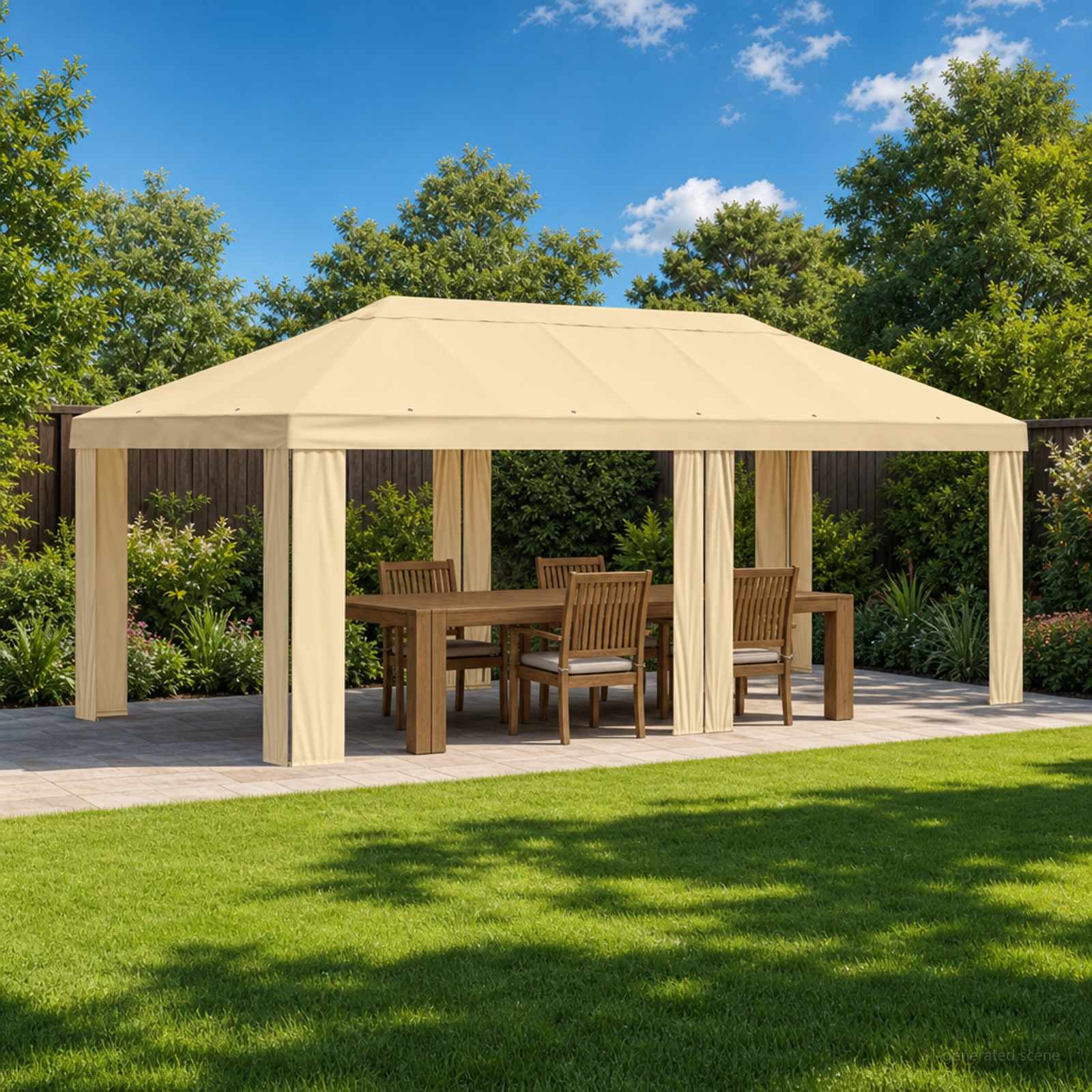 Gazebo Pokrivač 6 x 3 m Krem Poliester 190 gsm