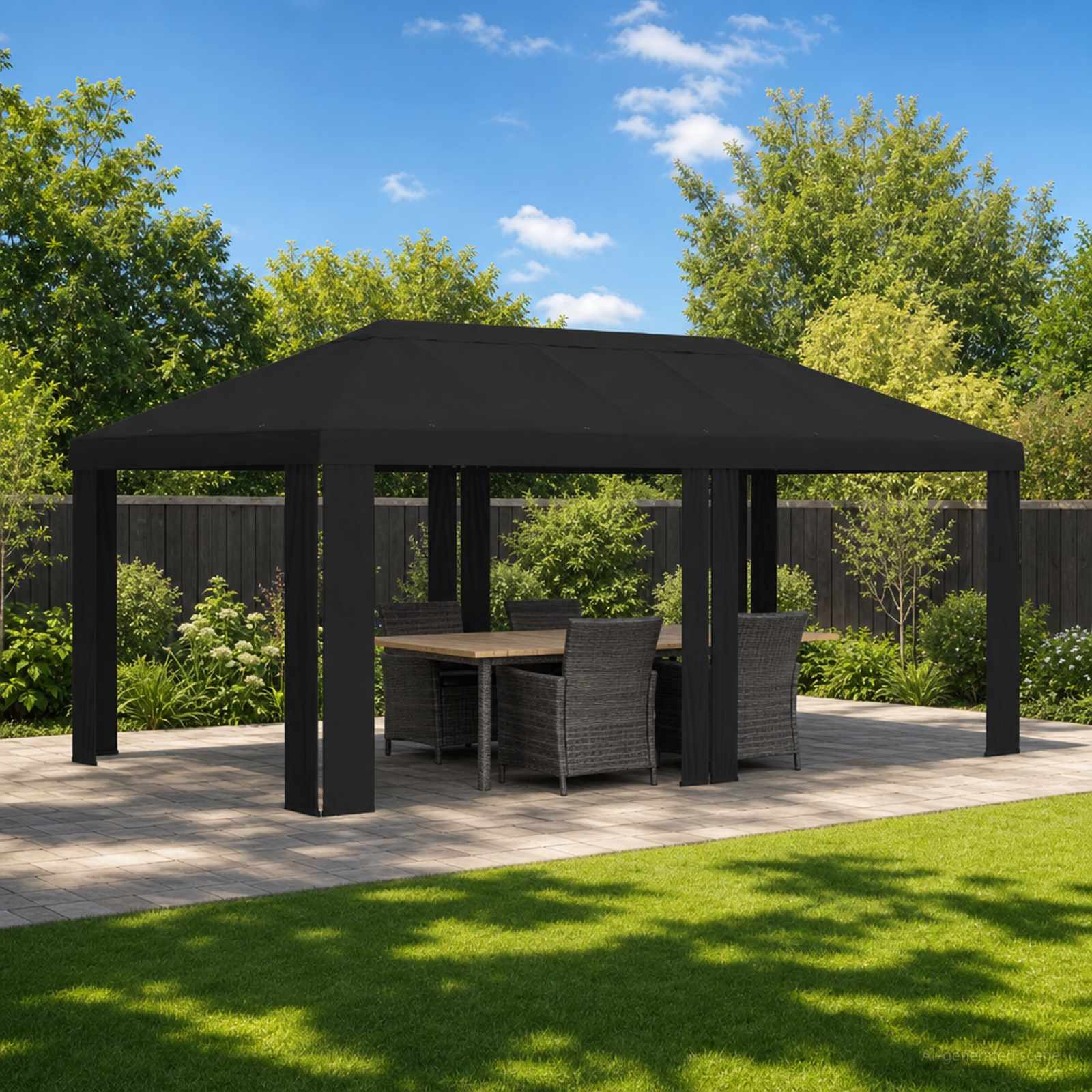 Gazebo Pokrivač 6 x 3 m Crna Poliester 190 gsm