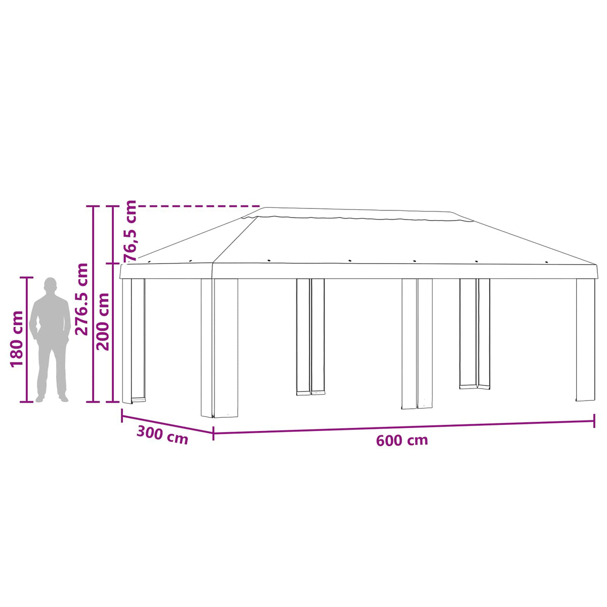 Gazebo Pokrivač 6 x 3 m Tamno crvena Poliester 190 gsm
