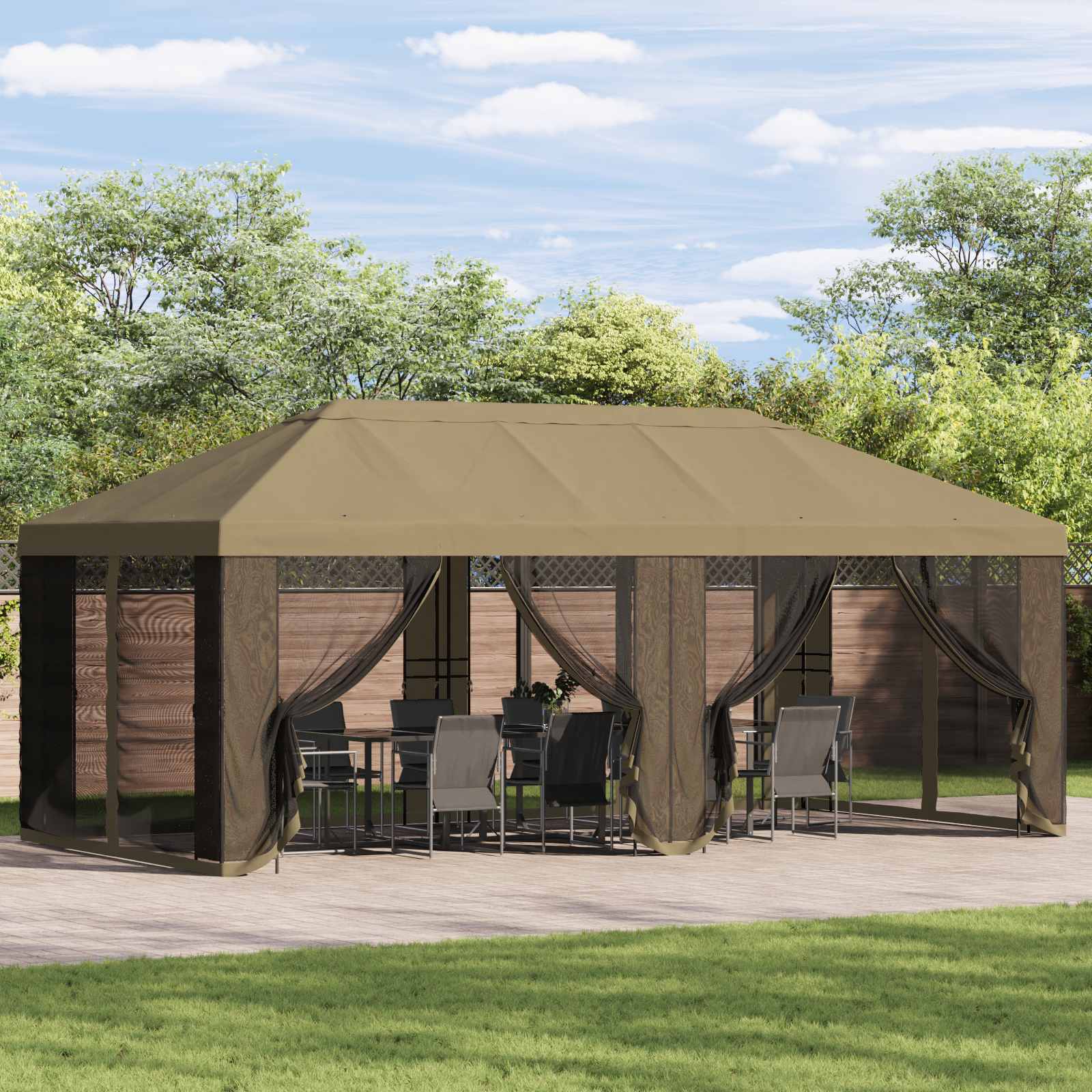 Pokrov za gazebo s bočnim zidovima Bež 600,5 x 300,5 cm