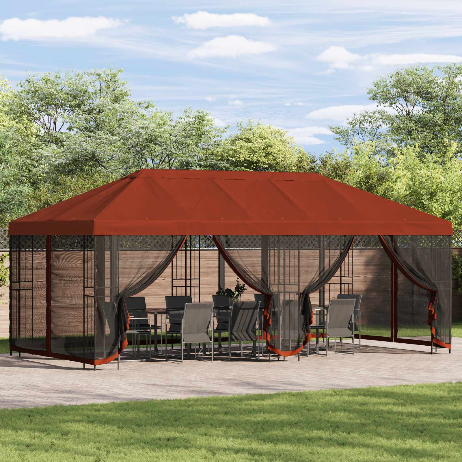 Pokrov za gazebo s bočnim zidovima Terakota 600,5 x 300,5 cm