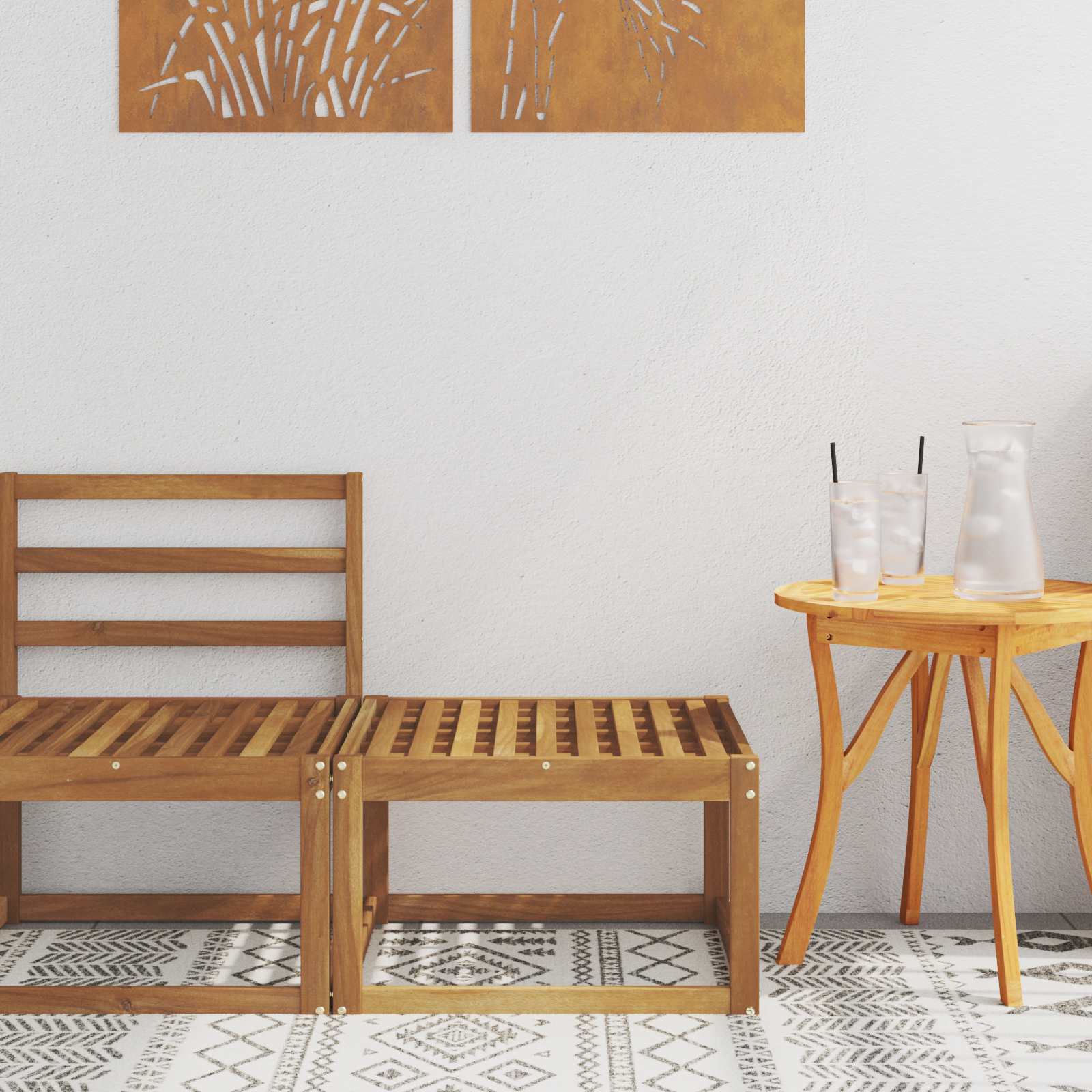 Vanjski otoman Čvrsto drvo akacije Prirodna 59 x 59 x 37 cm