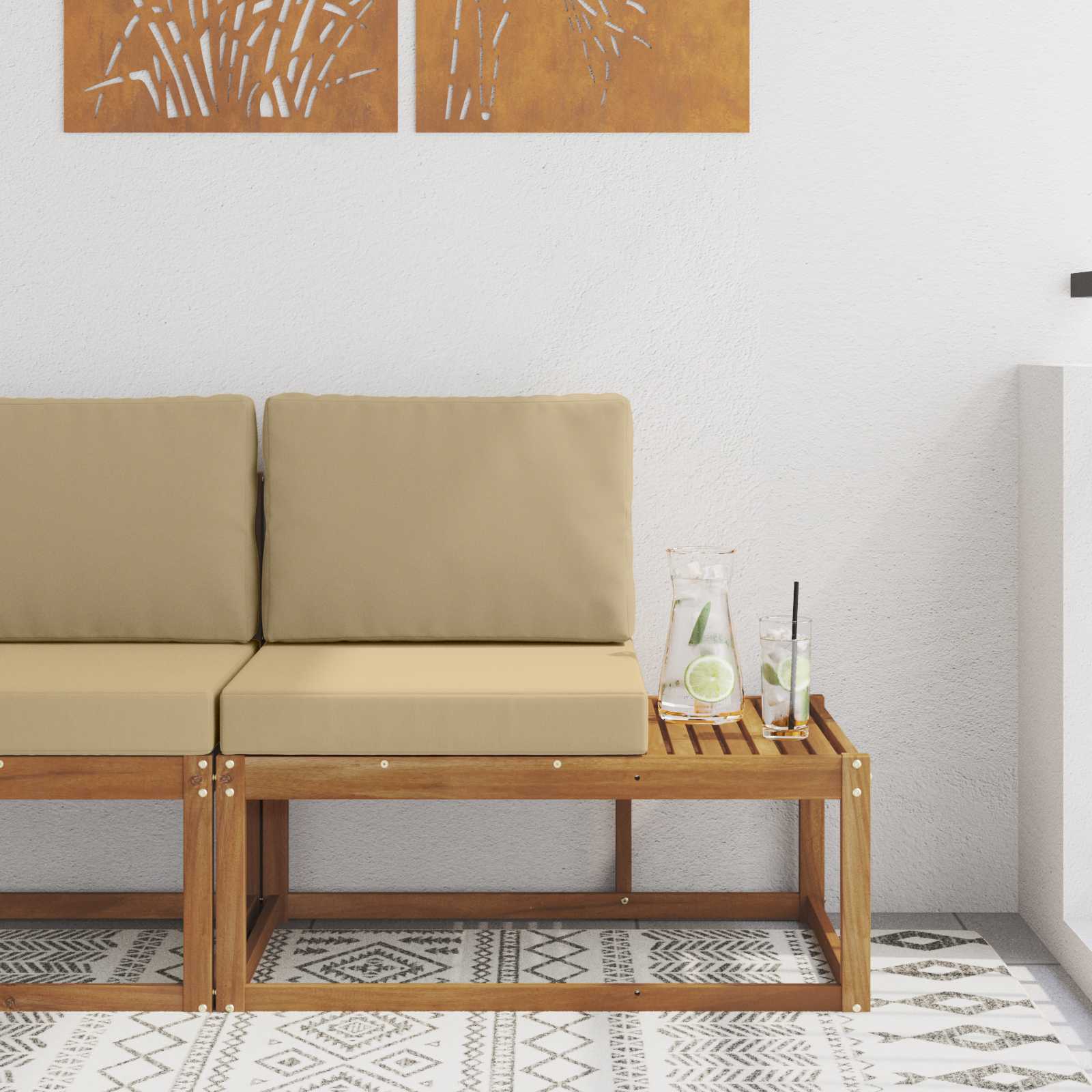 Vanjski krajnji kauč s jastukom Prirodna 91 x 63 x 73 cm