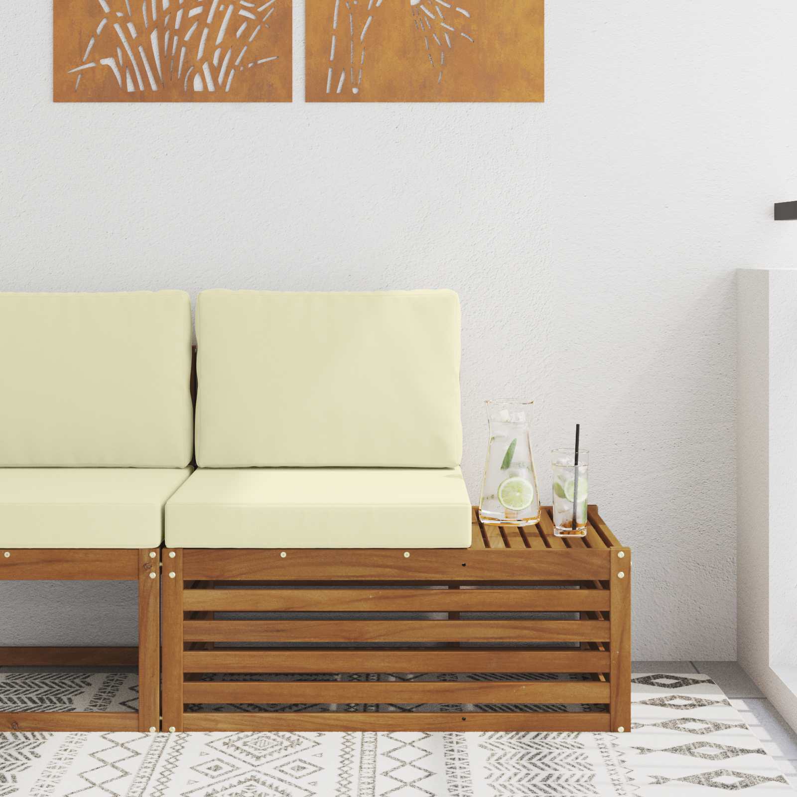 Vanjski krajnji kauč s jastukom Prirodna 91 x 63 x 73 cm