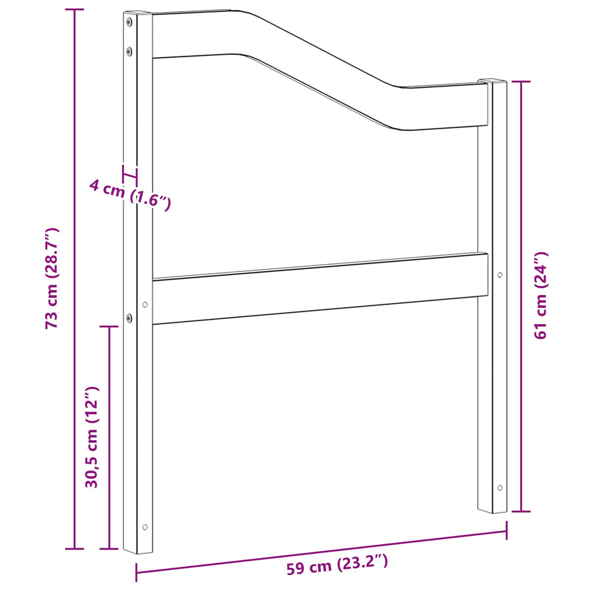 Naslon 2 pcs Prirodna 59 x 4 x 73 cm Čvrsto drvo akacije