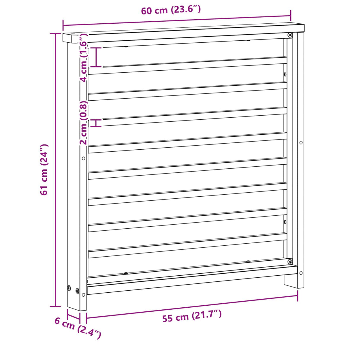 Naslon 2 pcs Prirodna 60 x 6 x 61 cm Čvrsto drvo akacije