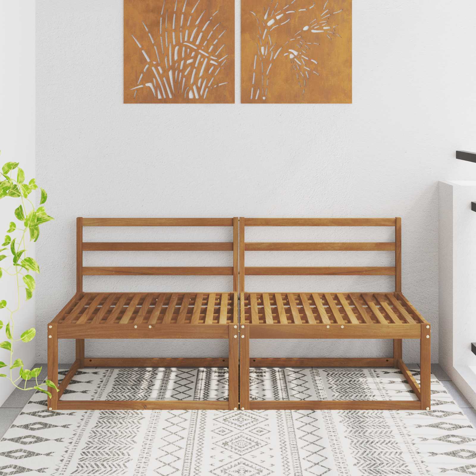 2 Komad Srednja sofa za van Prirodna 158 x 83 x 73 cm