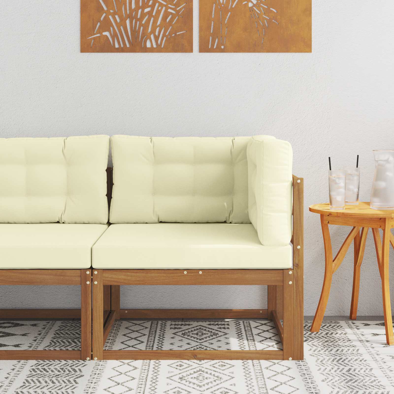 Vanjska kutna sofa Prirodna