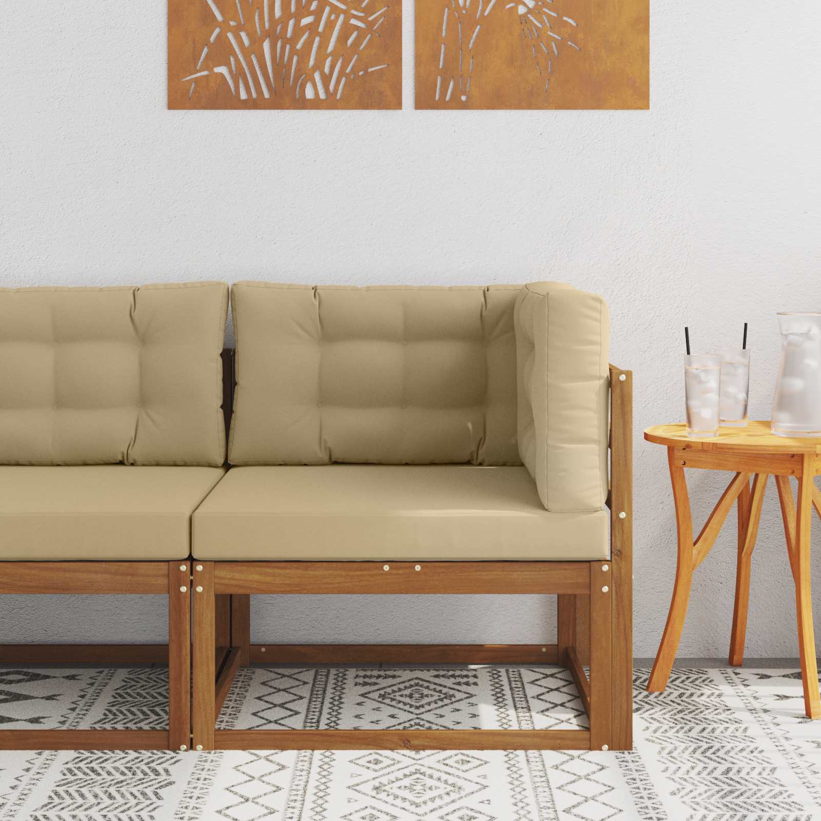 Vanjska kutna sofa Prirodna