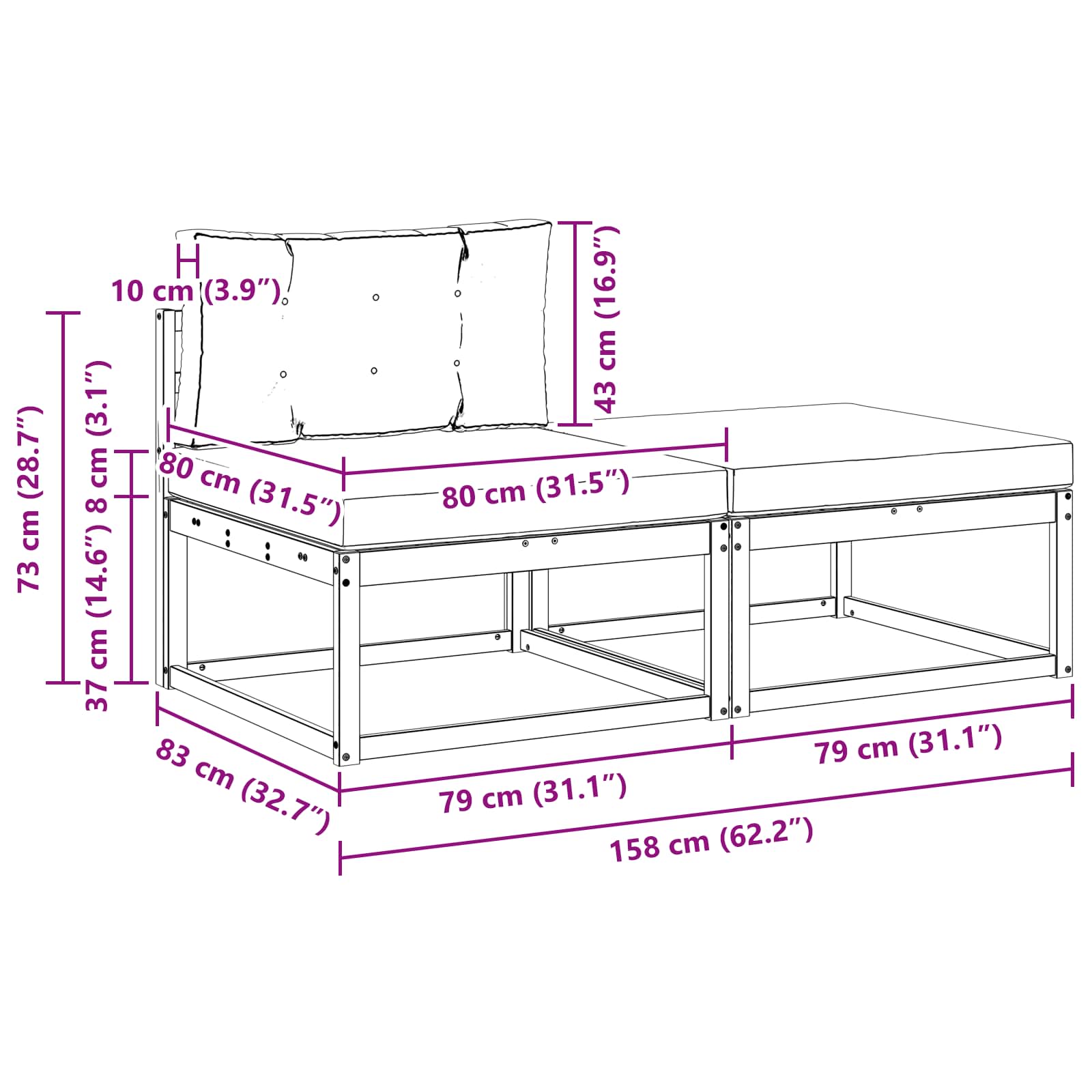 Sekcionalna sofa s jastukom 2 Komad Prirodna
