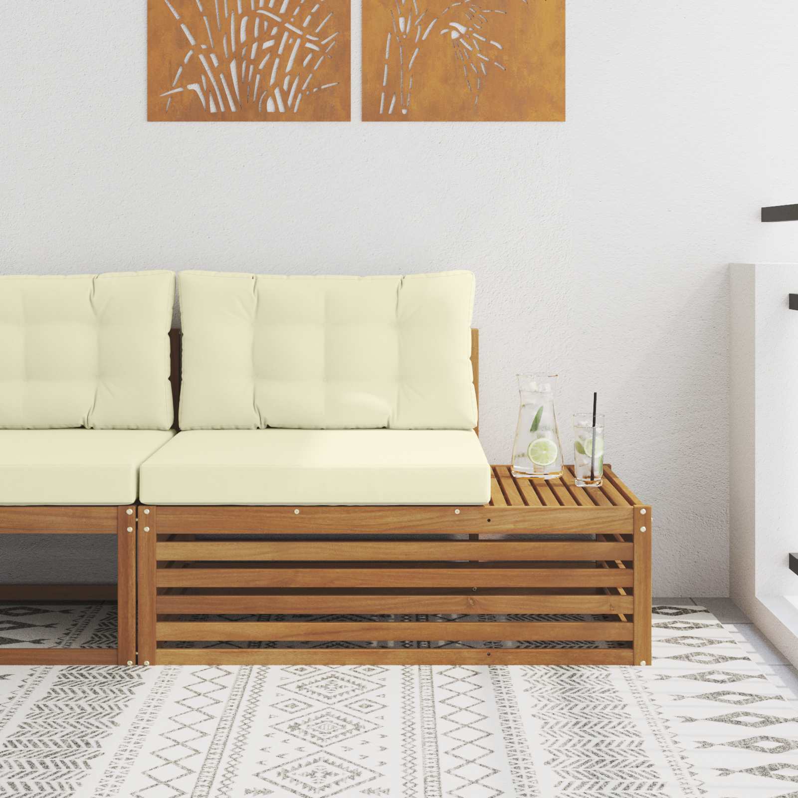 Vanjski krajnji kauč s jastukom Prirodna 115 x 83 x 73 cm