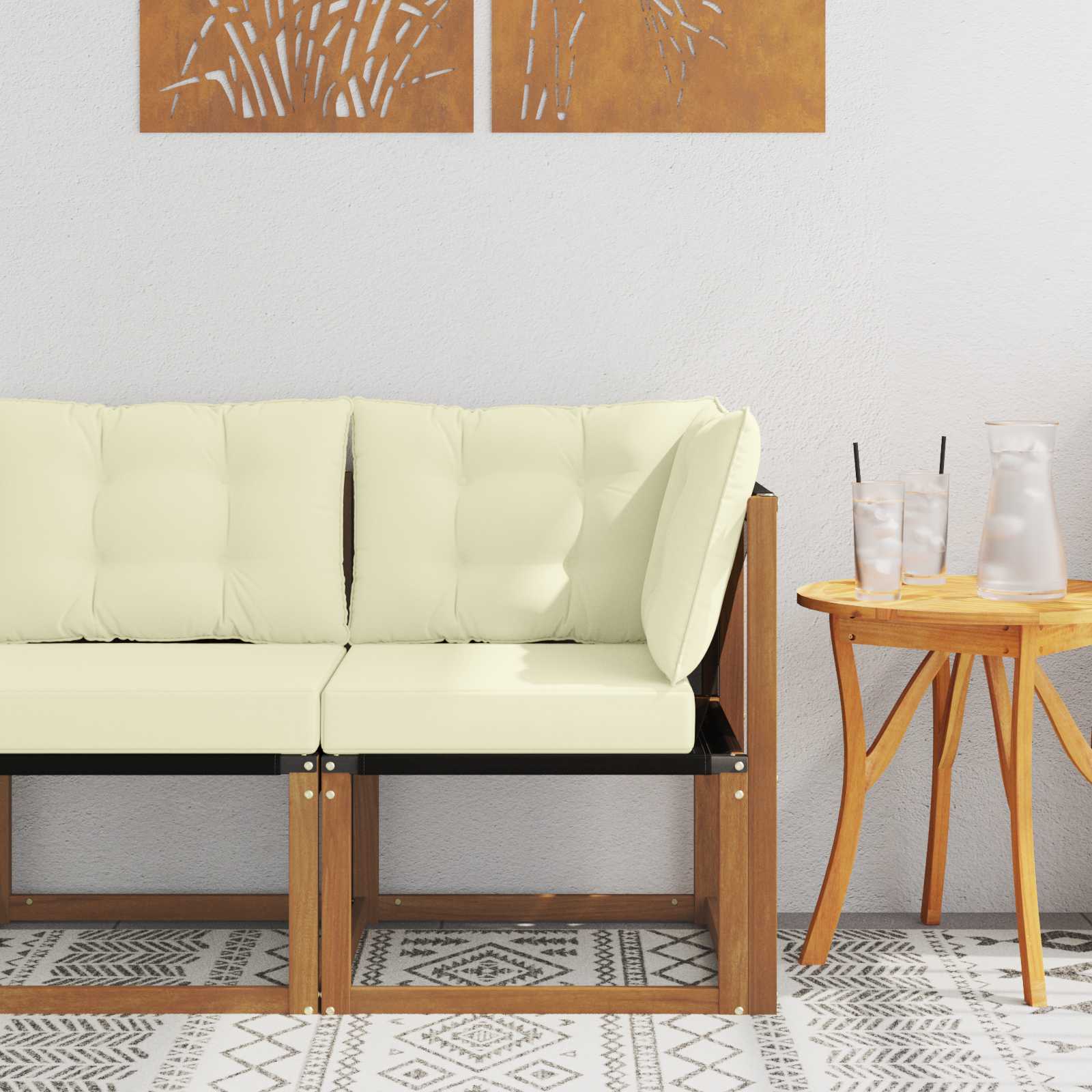 Vanjska kutna sofa Masivno drvo akacije i tekstilna tkanina