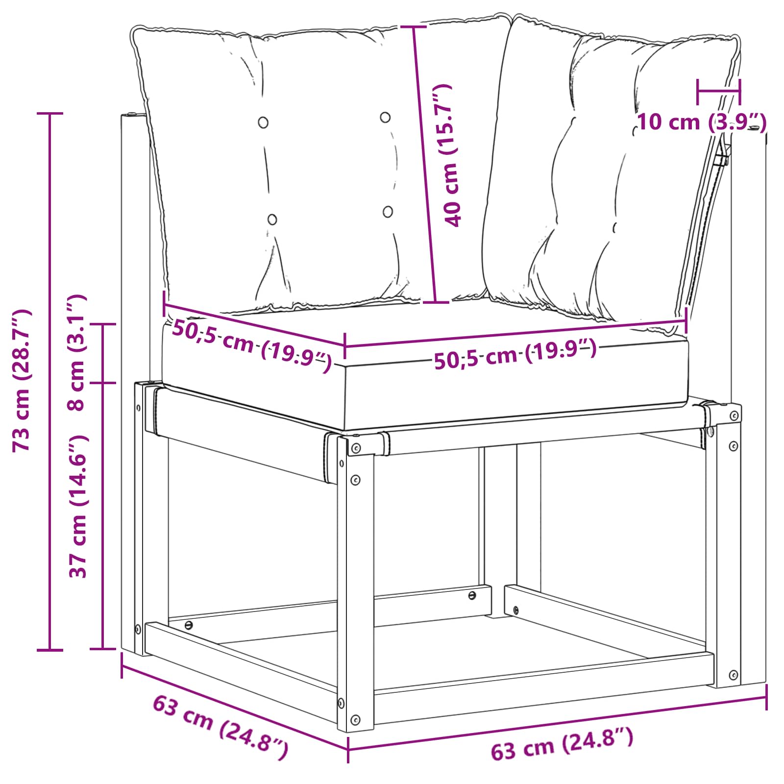 Vanjska kutna sofa Masivno drvo akacije i tekstilna tkanina