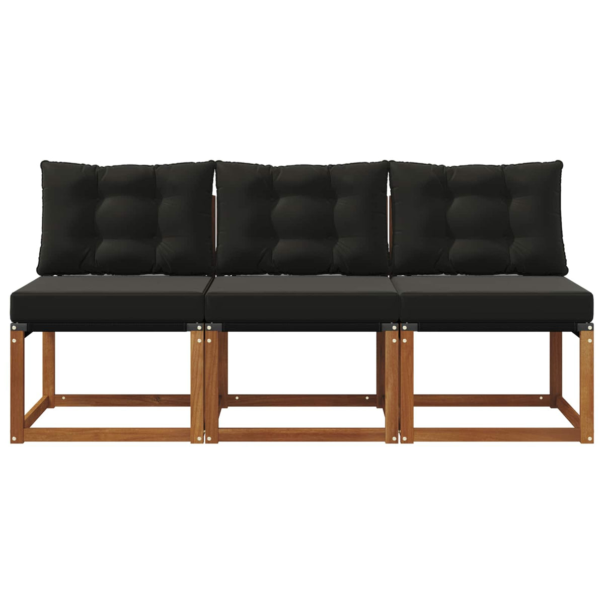 3 Komad Vanjska srednja sofa Masivno bagremovo drvo, Tekstilen