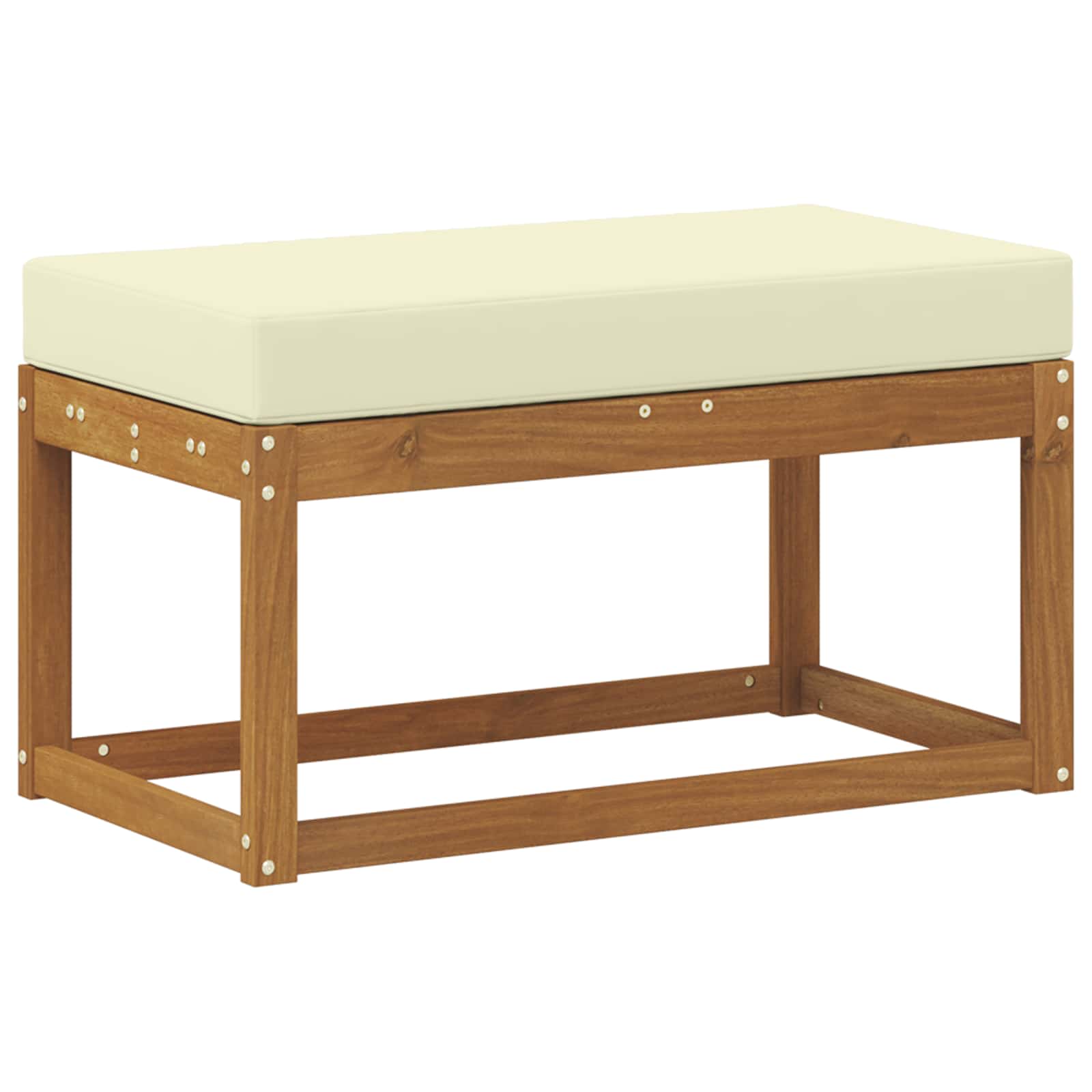 Vanjska klupa s jastukom Prirodna i krem 79 x 43 x 37 cm