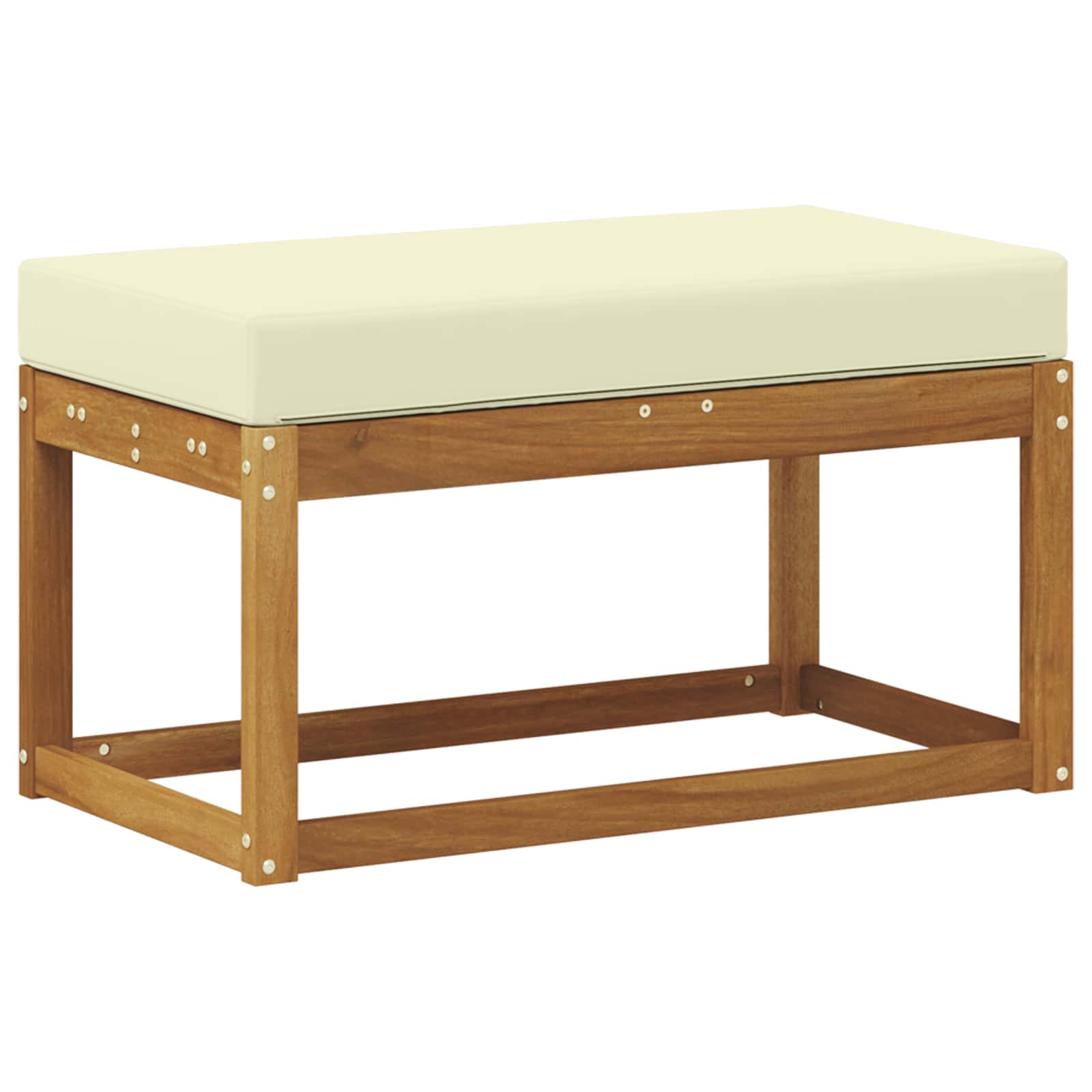 Vanjska klupa s jastukom Prirodna i krem 79 x 43 x 37 cm