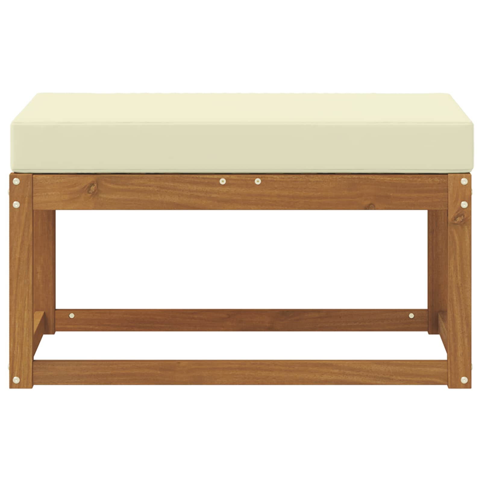 Vanjska klupa s jastukom Prirodna i krem 79 x 43 x 37 cm