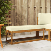 Vanjska klupa s jastukom Prirodna i krem 115 x 43 x 45 cm