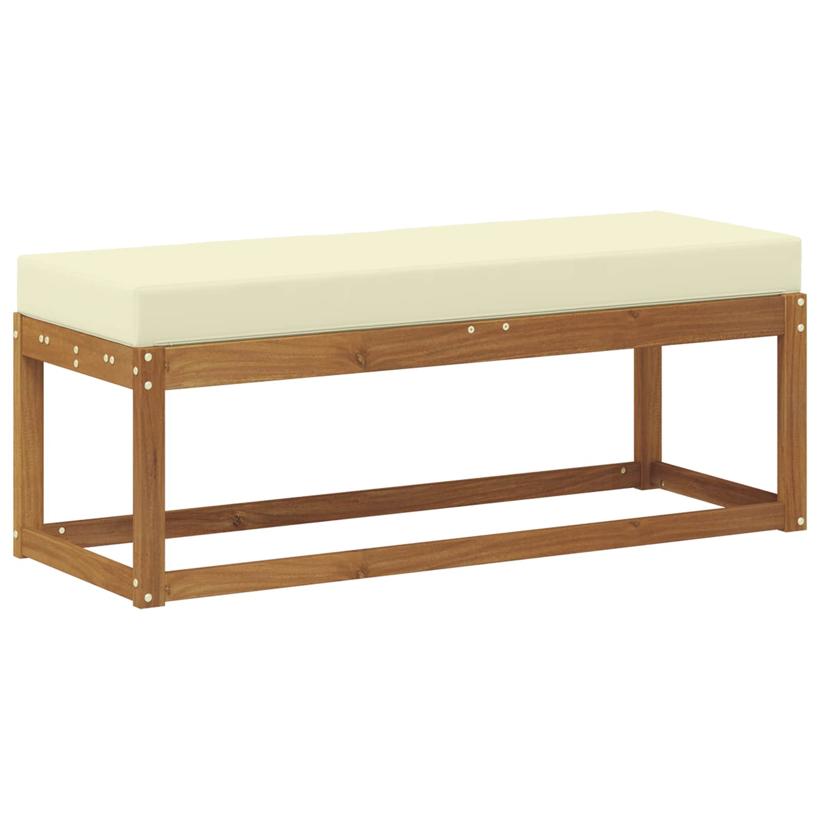 Vanjska klupa s jastukom Prirodna i krem 115 x 43 x 45 cm