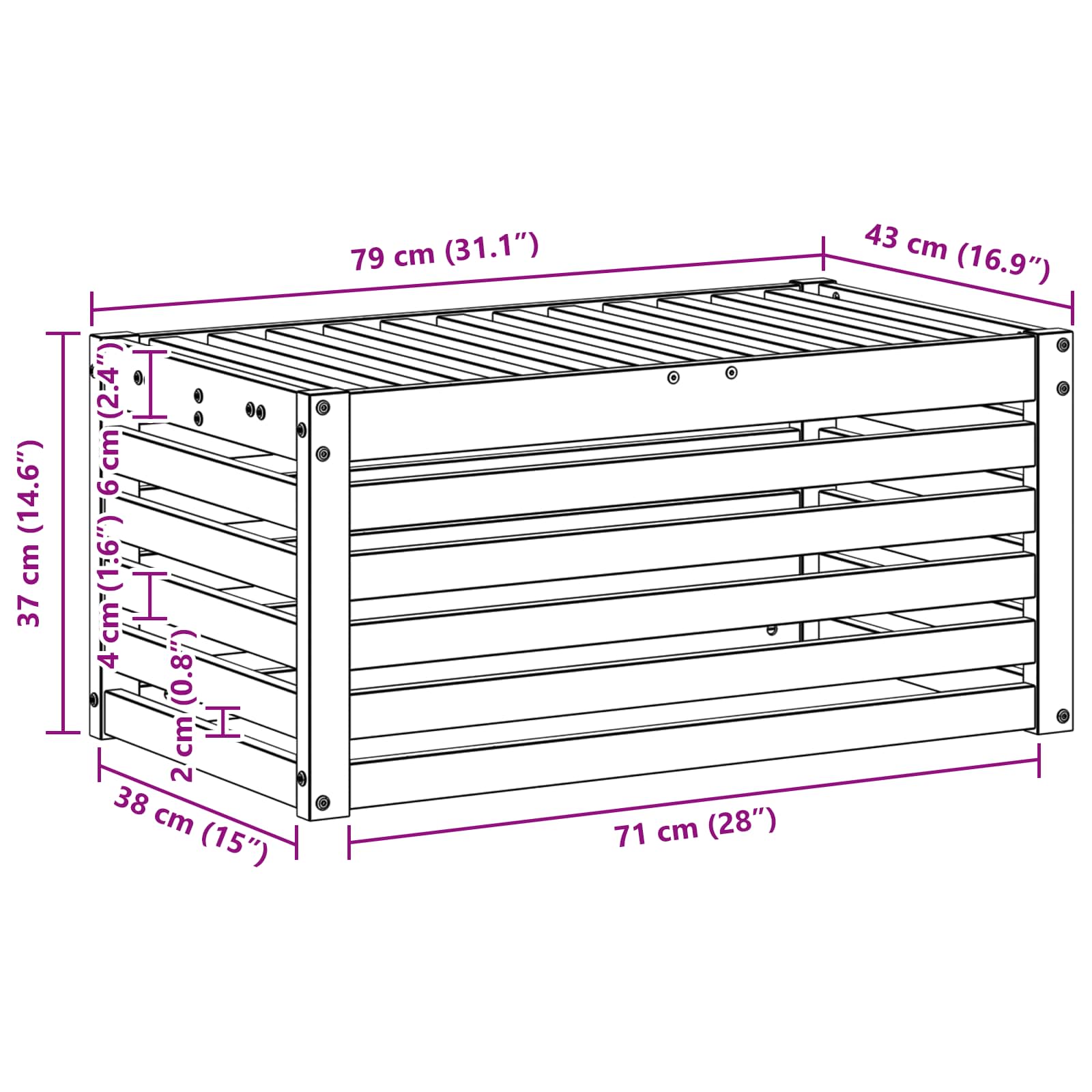 Vanjska stolica klupa Prirodna 79 x 43 x 37 cm