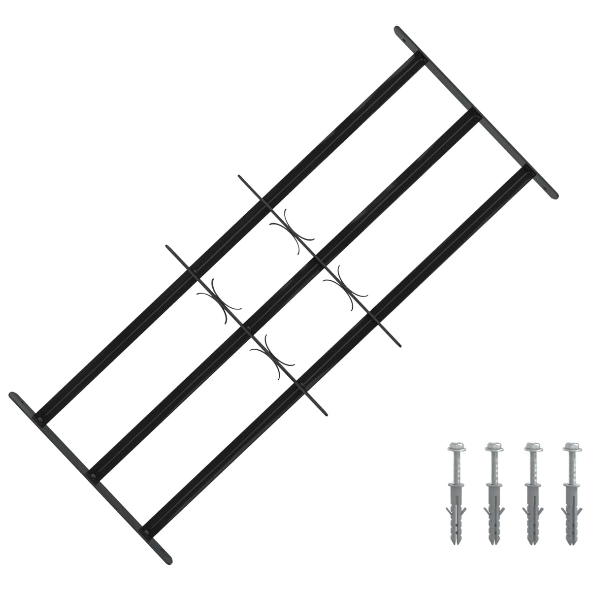 Rešetka za prozor 116 x 45 cm Čelik s prahom premazan Crna