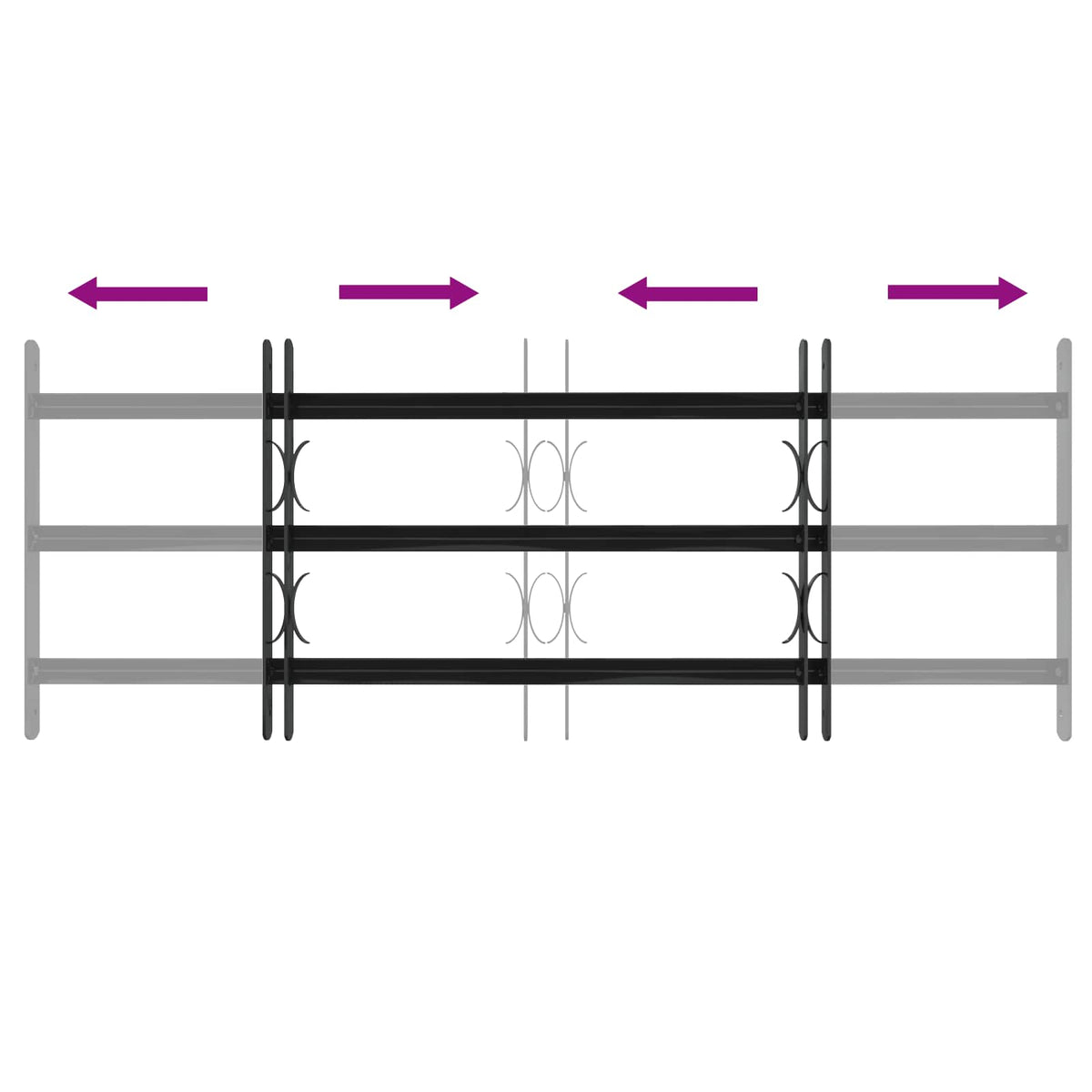 Rešetka za prozor 116 x 45 cm Čelik s prahom premazan Crna
