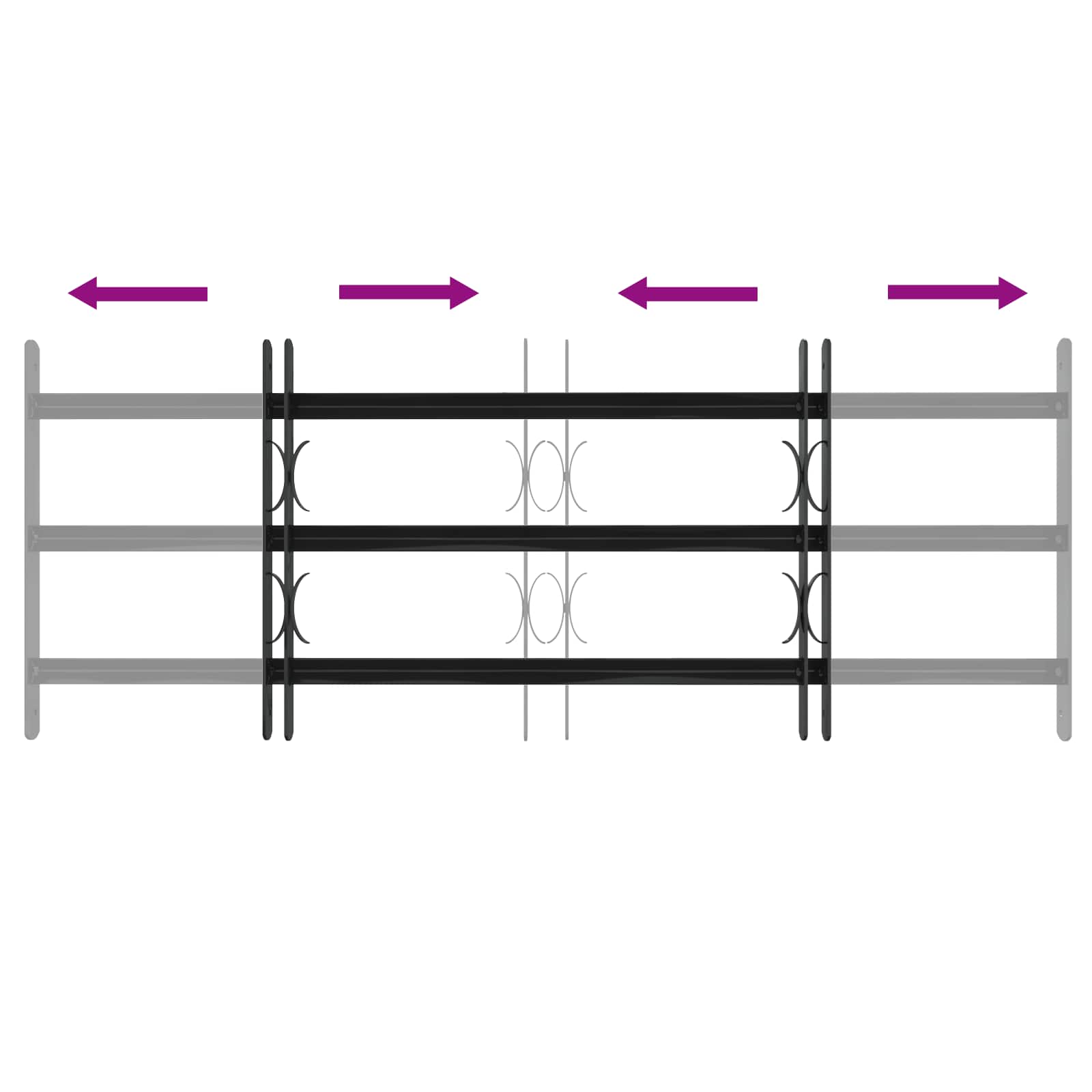 Rešetka za prozor 116 x 45 cm Čelik s prahom premazan Crna