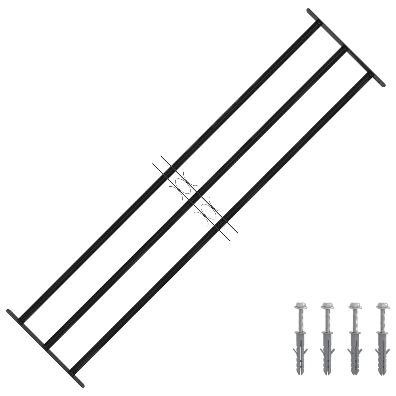 Rešetka za prozor 174 x 45 cm Čelik s prahom premazan Crna