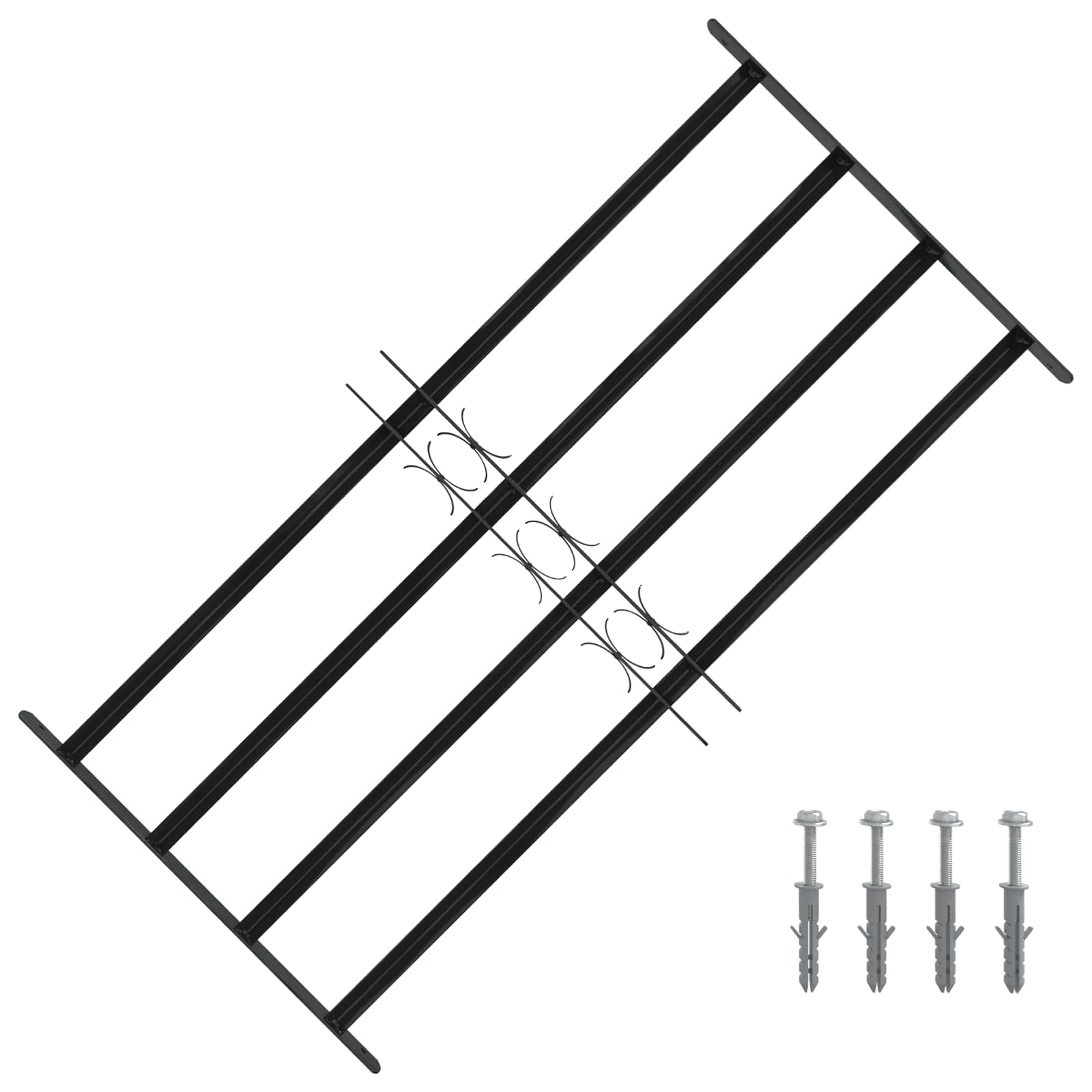 Rešetka za prozor 115 x 60 cm Čelik s prahom premazan Crna
