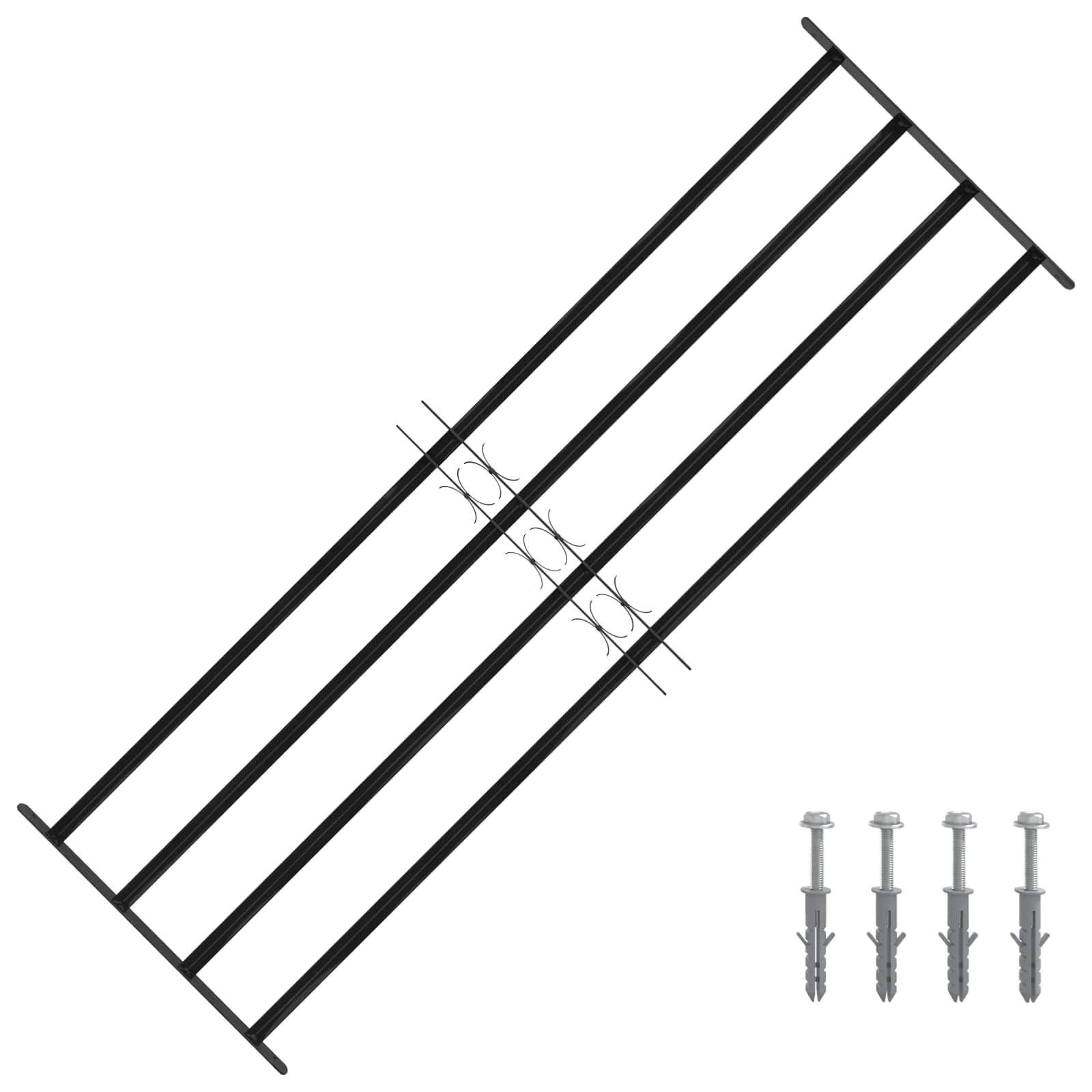 Rešetka za prozor 175 x 60 cm Čelik s prahom premazan Crna