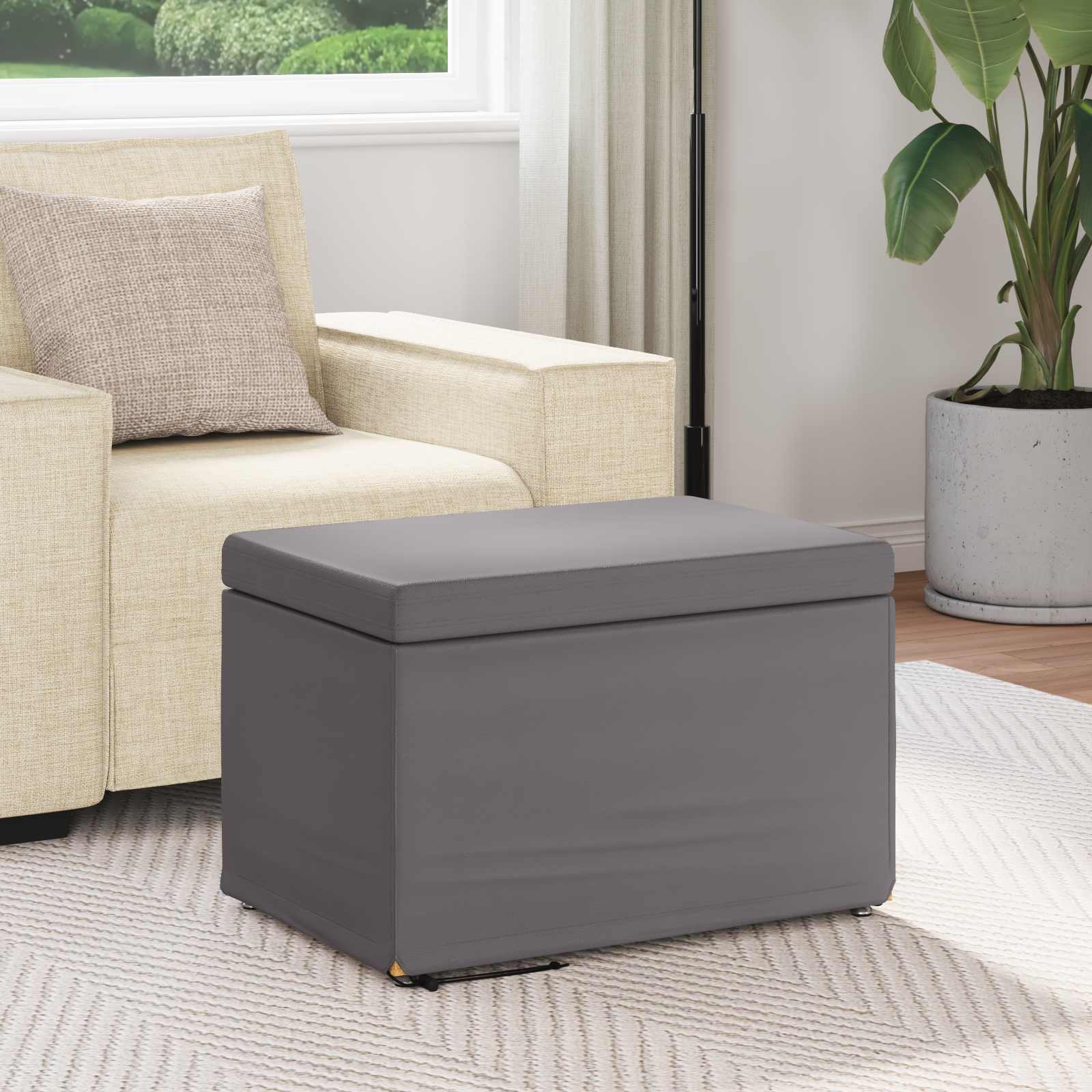 Stolica Siva 61 x 41 x 40 cm Umjetna Koža i Fino Radeći Drvo