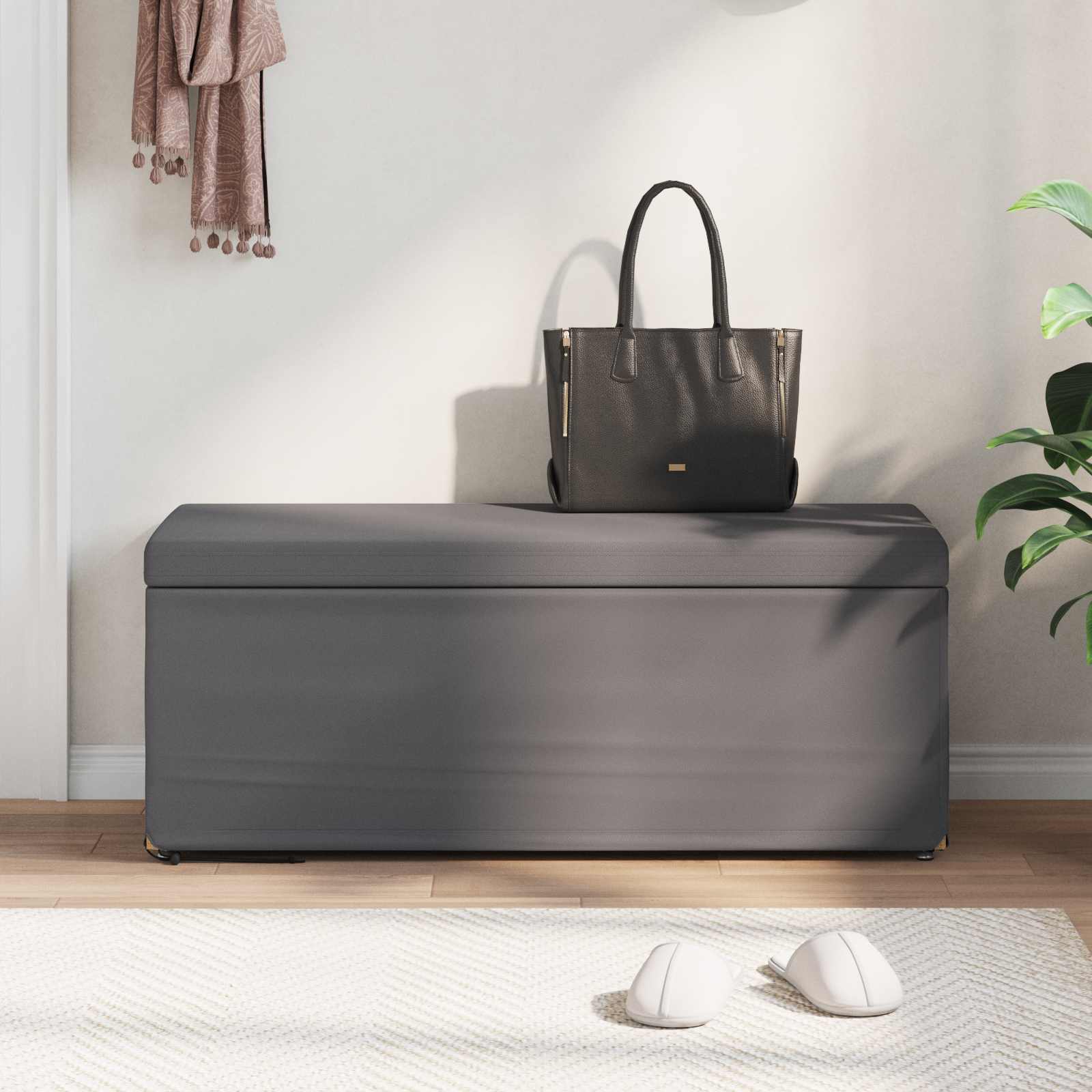 Stolica Siva 101 x 41 x 40 cm Umjetna Koža i Fino Radeći Drvo