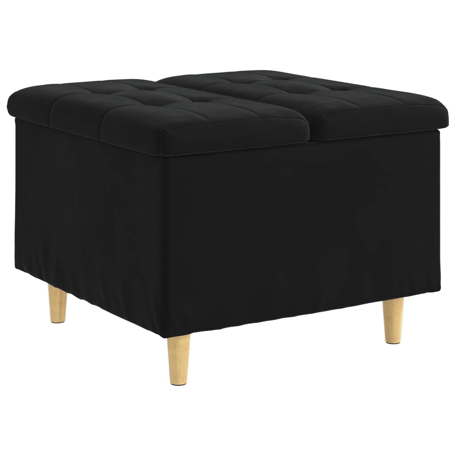 Otoman za pohranu s jastukom Crna 60 x 60 x 45 cm Baršun
