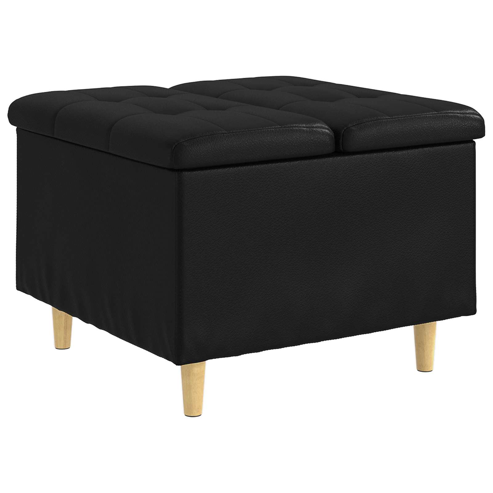 Otoman za pohranu s jastukom Crna 60 x 60 x 45 cm Umjetna koža