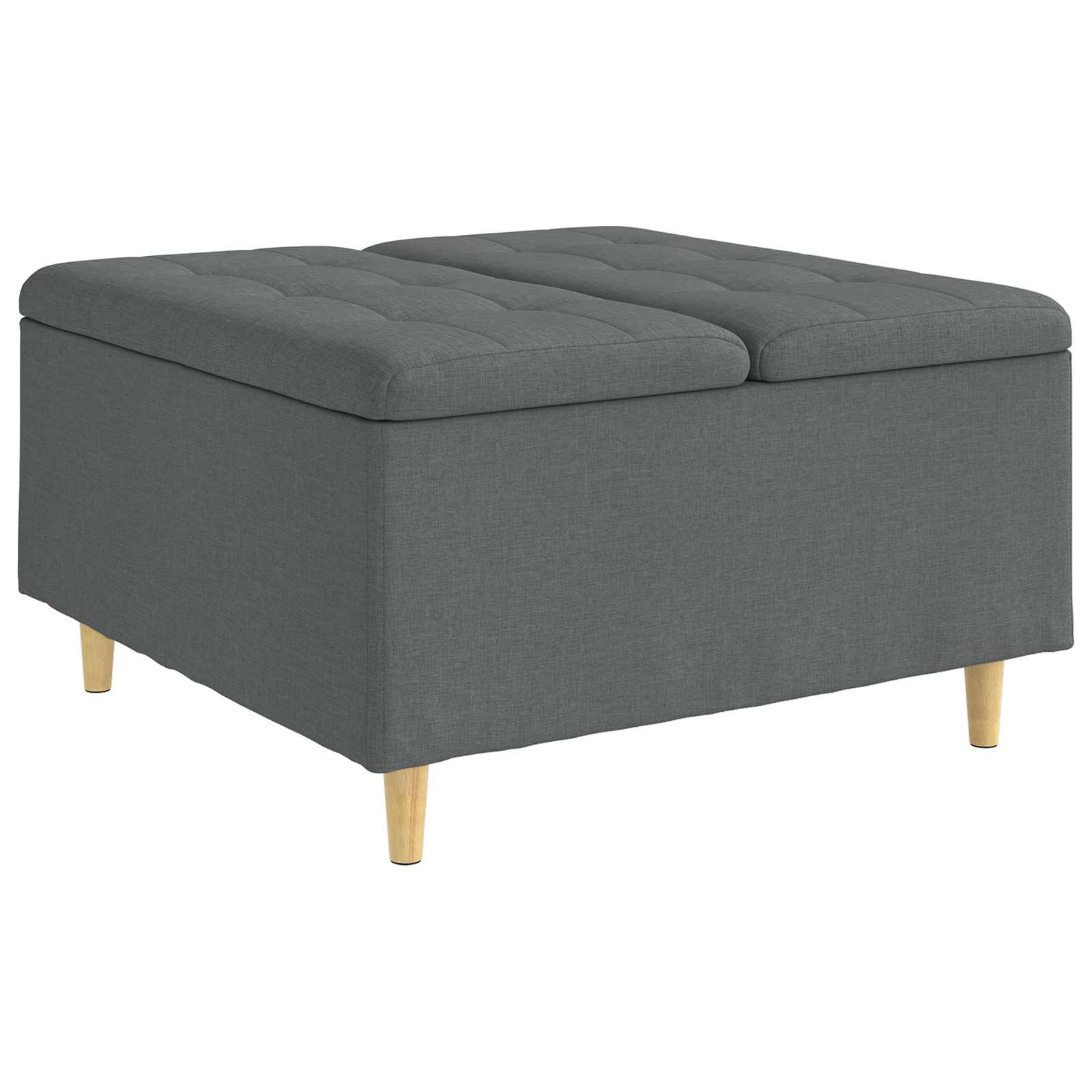 Otoman za pohranu s jastukom Tamno siva 80 x 80 x 45 cm tkanina