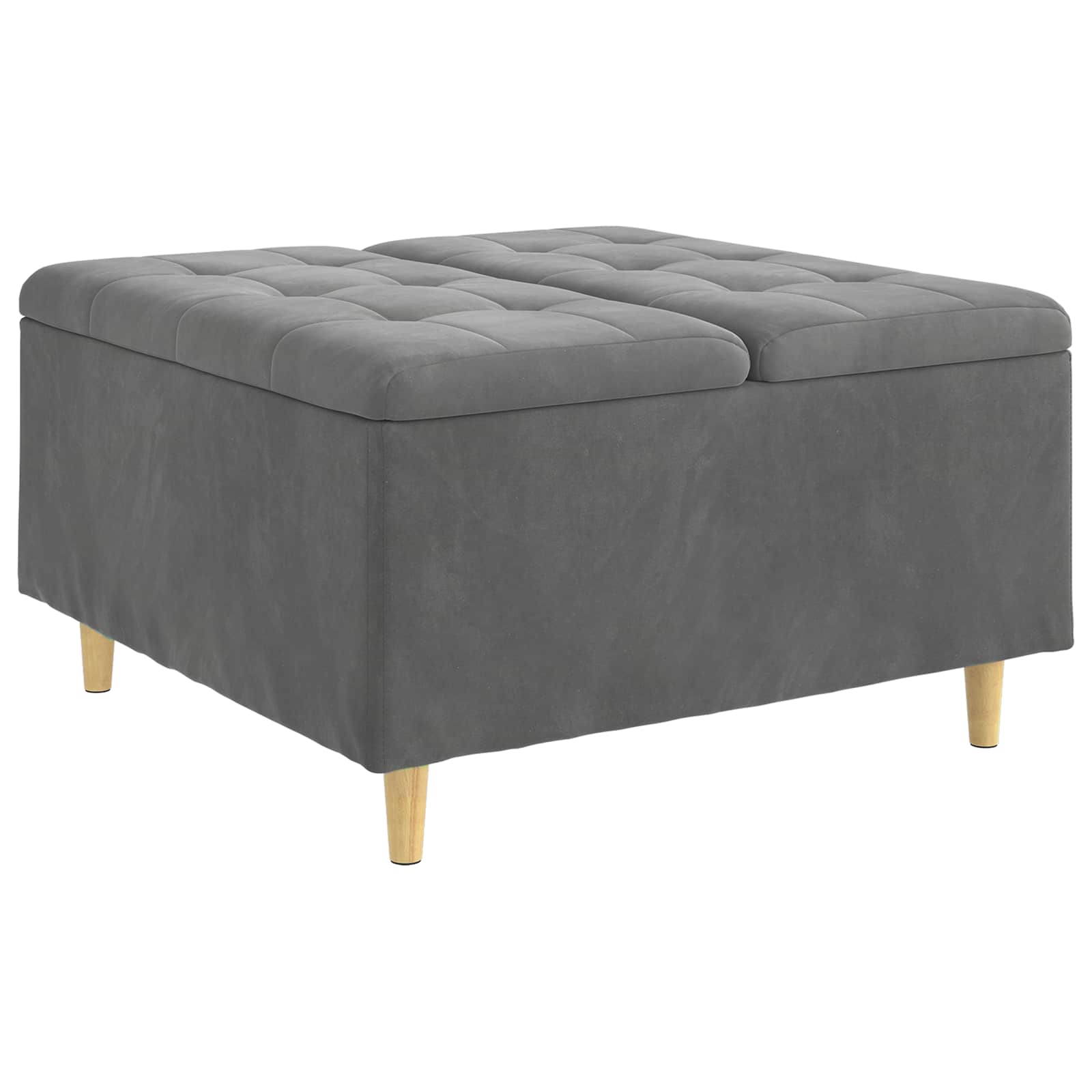 Otoman za pohranu s jastukom Tamno siva 80 x 80 x 45 cm Baršun