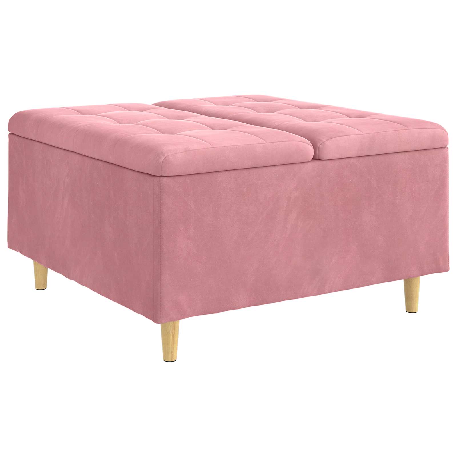 Otoman za pohranu s jastukom Ružičasta 80 x 80 x 45 cm Baršun