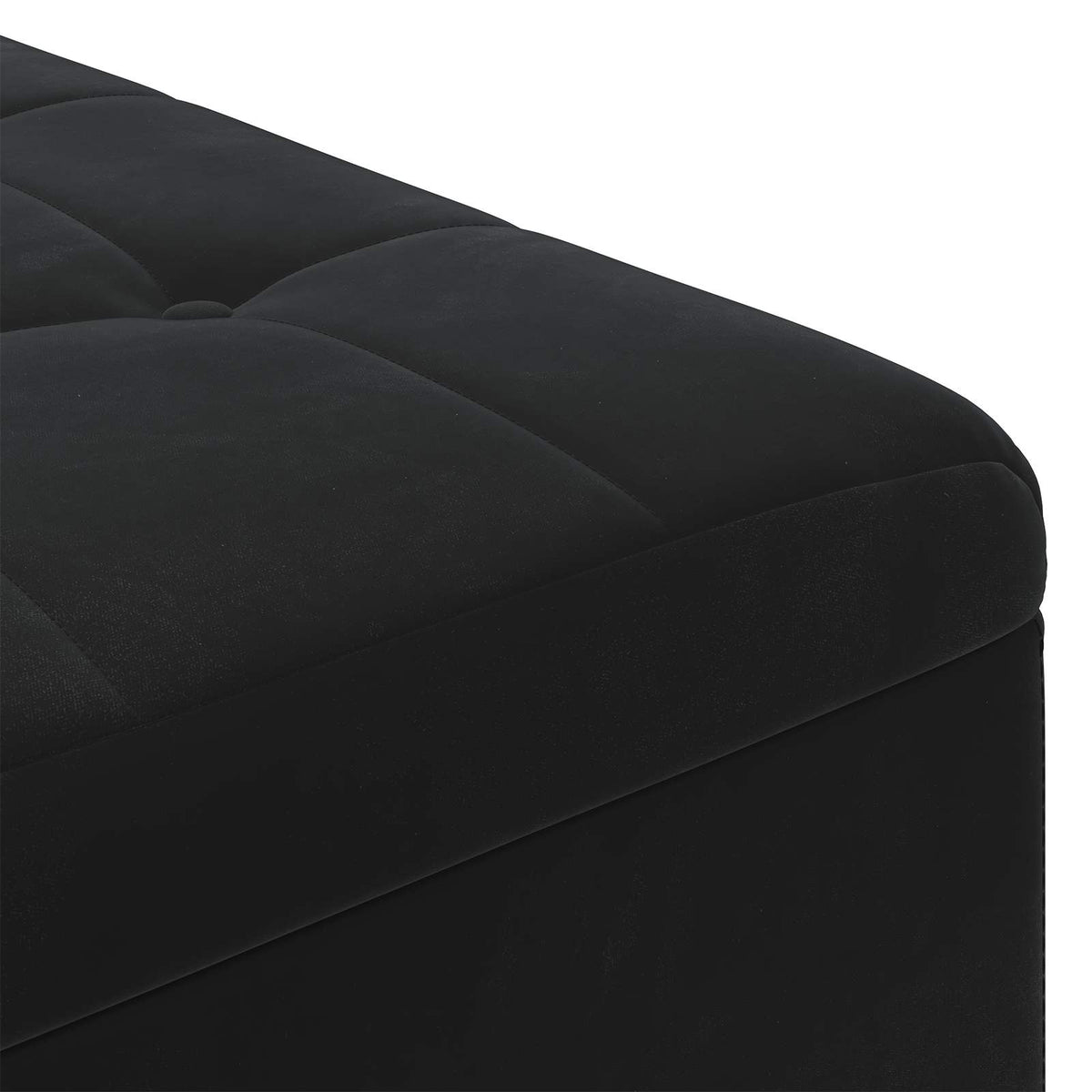 Otoman za pohranu s jastukom Crna 80 x 80 x 45 cm Baršun