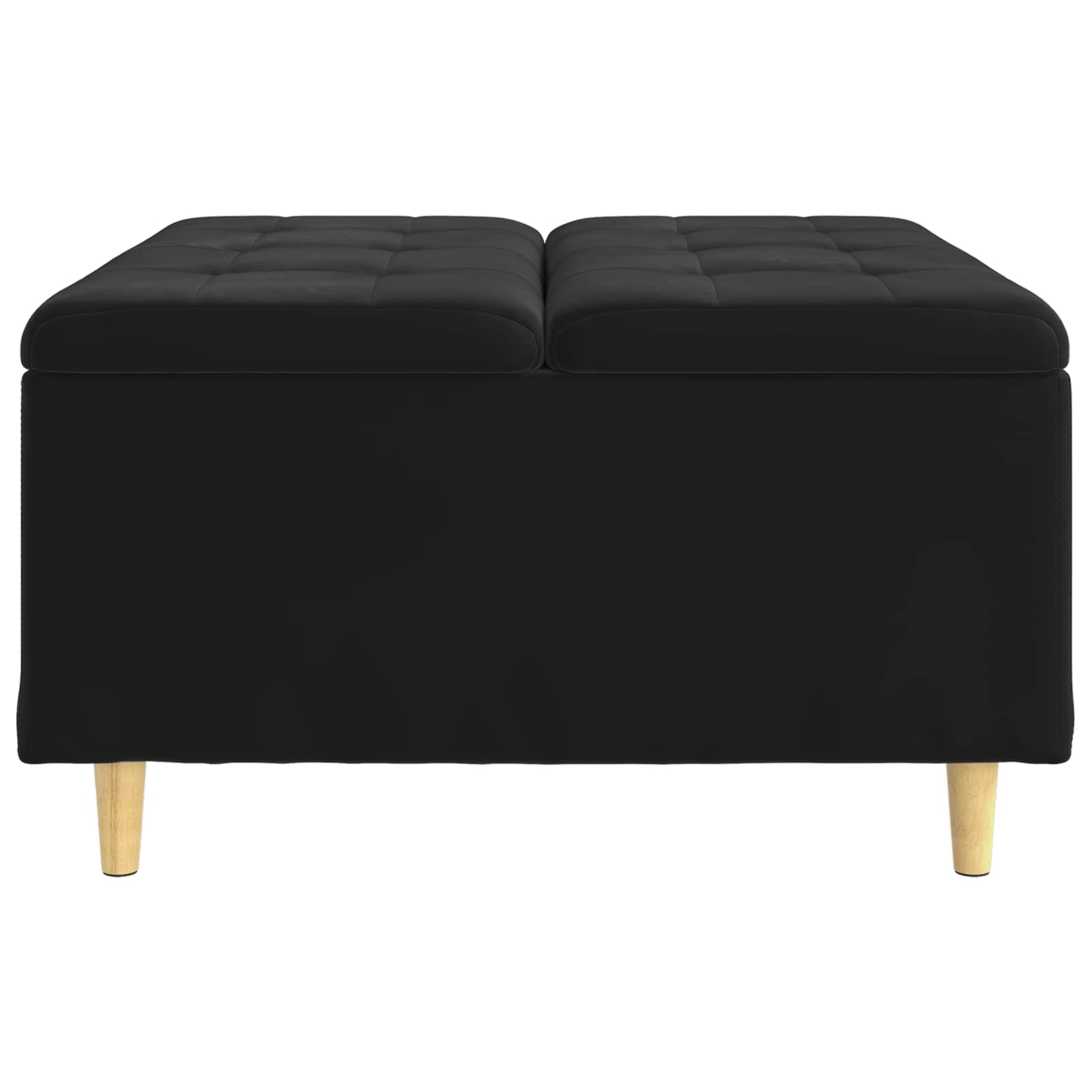 Otoman za pohranu s jastukom Crna 80 x 80 x 45 cm Baršun